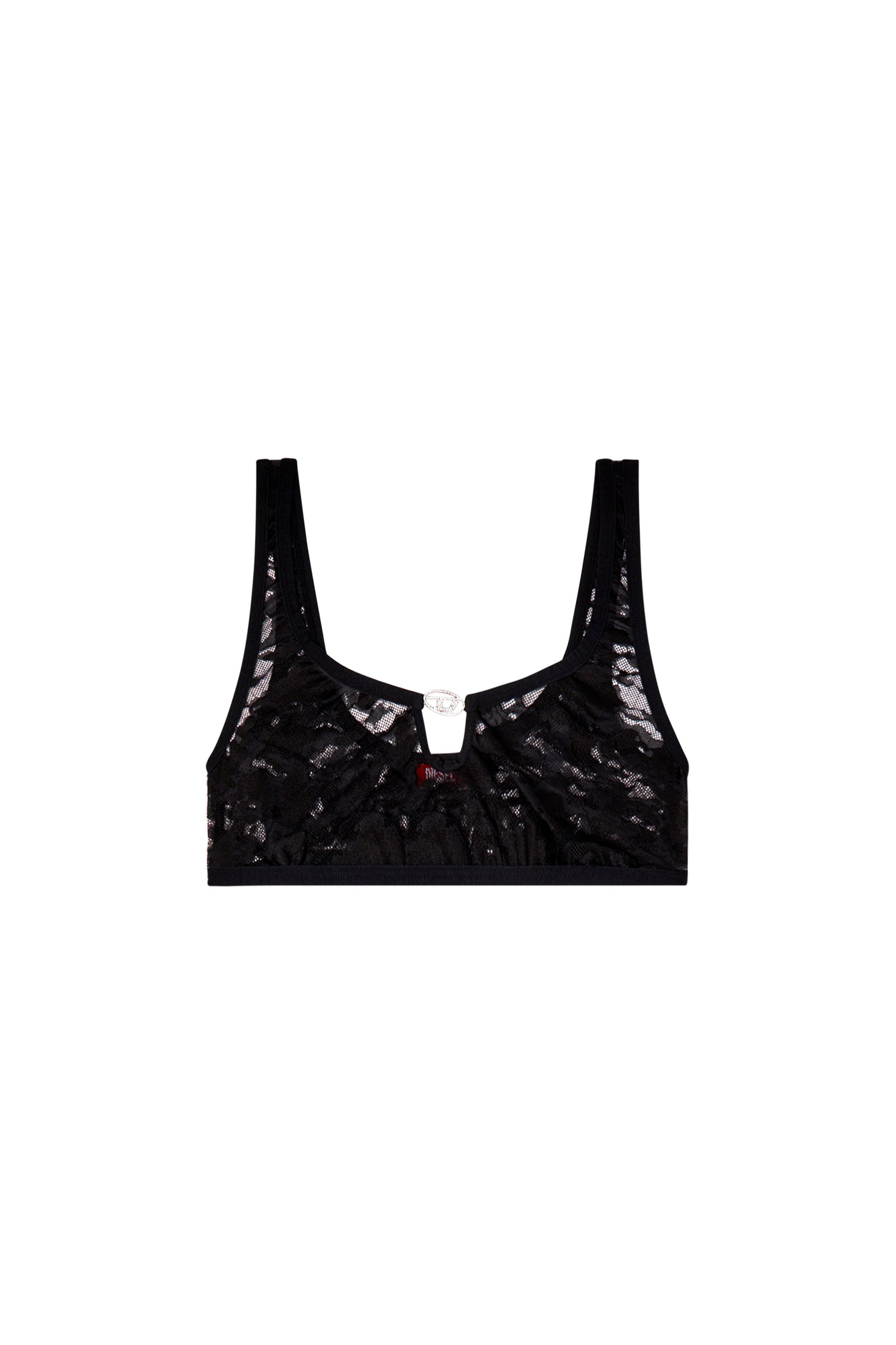 Diesel - UFSB-D-OVAL-LACE-BRALETTE, Bralette de encaje y camuflaje con placa Oval D Mujer in Negro - 4