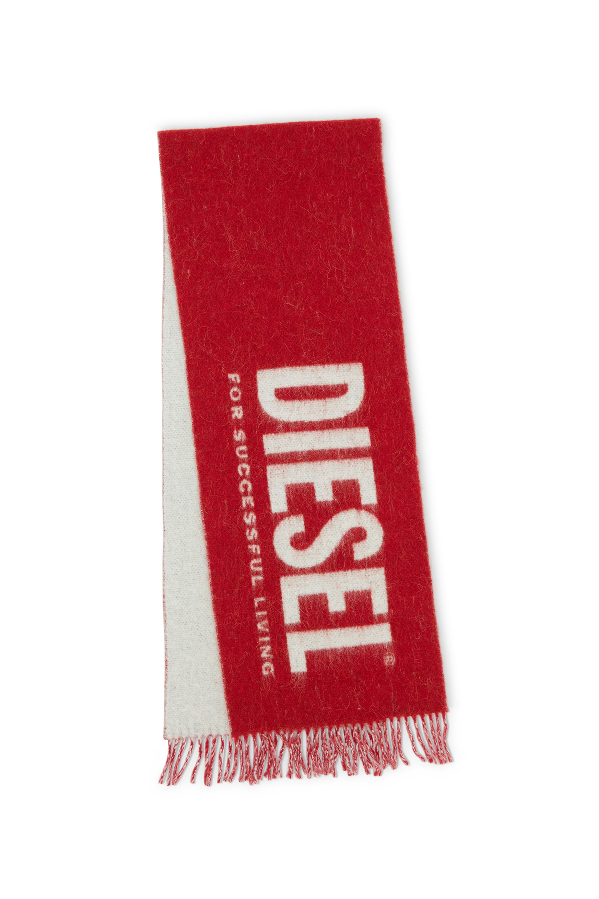 Diesel - S-KOTT, Bufanda de dos tonos con logotipo grande Hombre in Rojo - 3