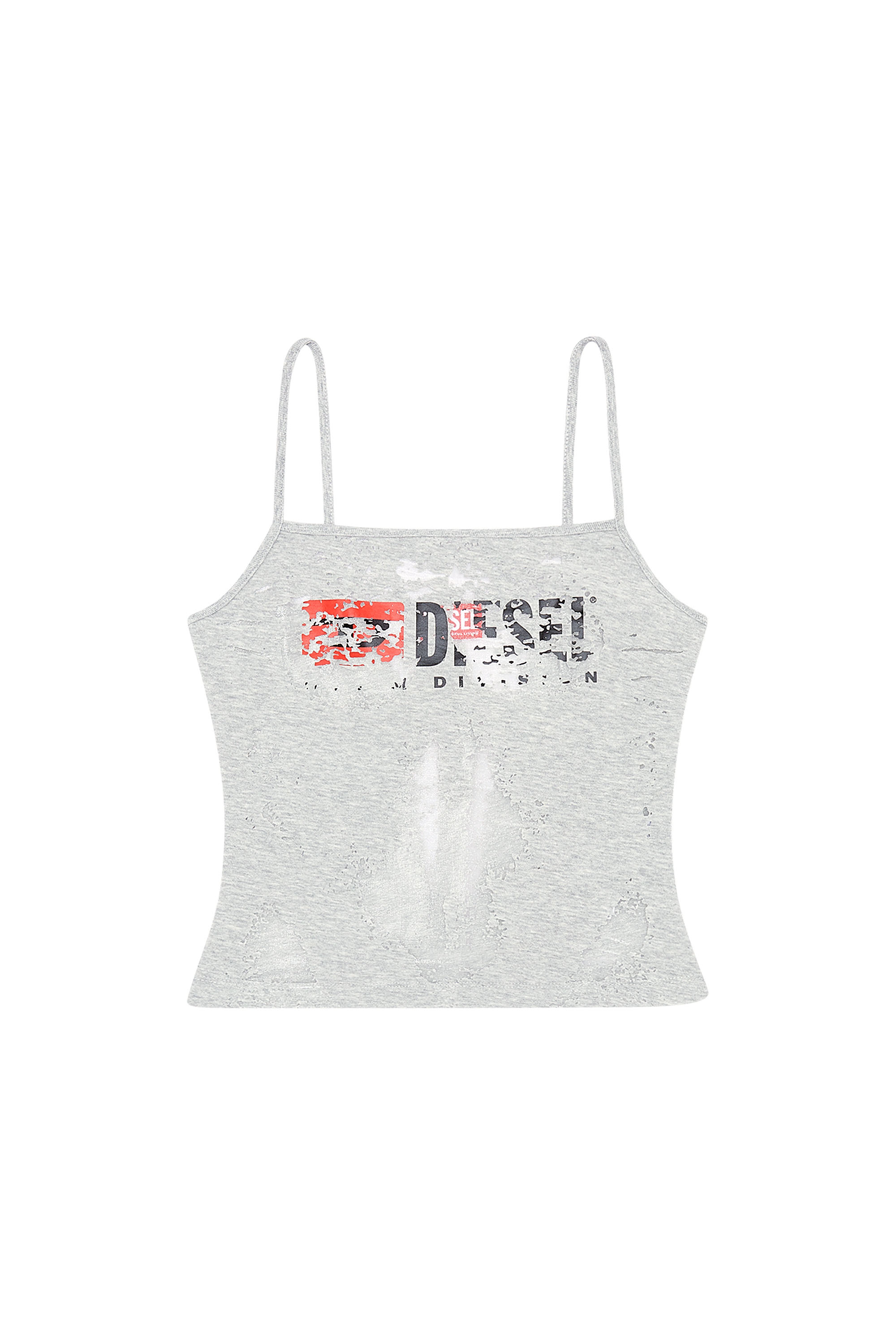 Diesel - T-HOPER-DEVO, Woman's Burnout cami top with sheer panels in Grey - 6