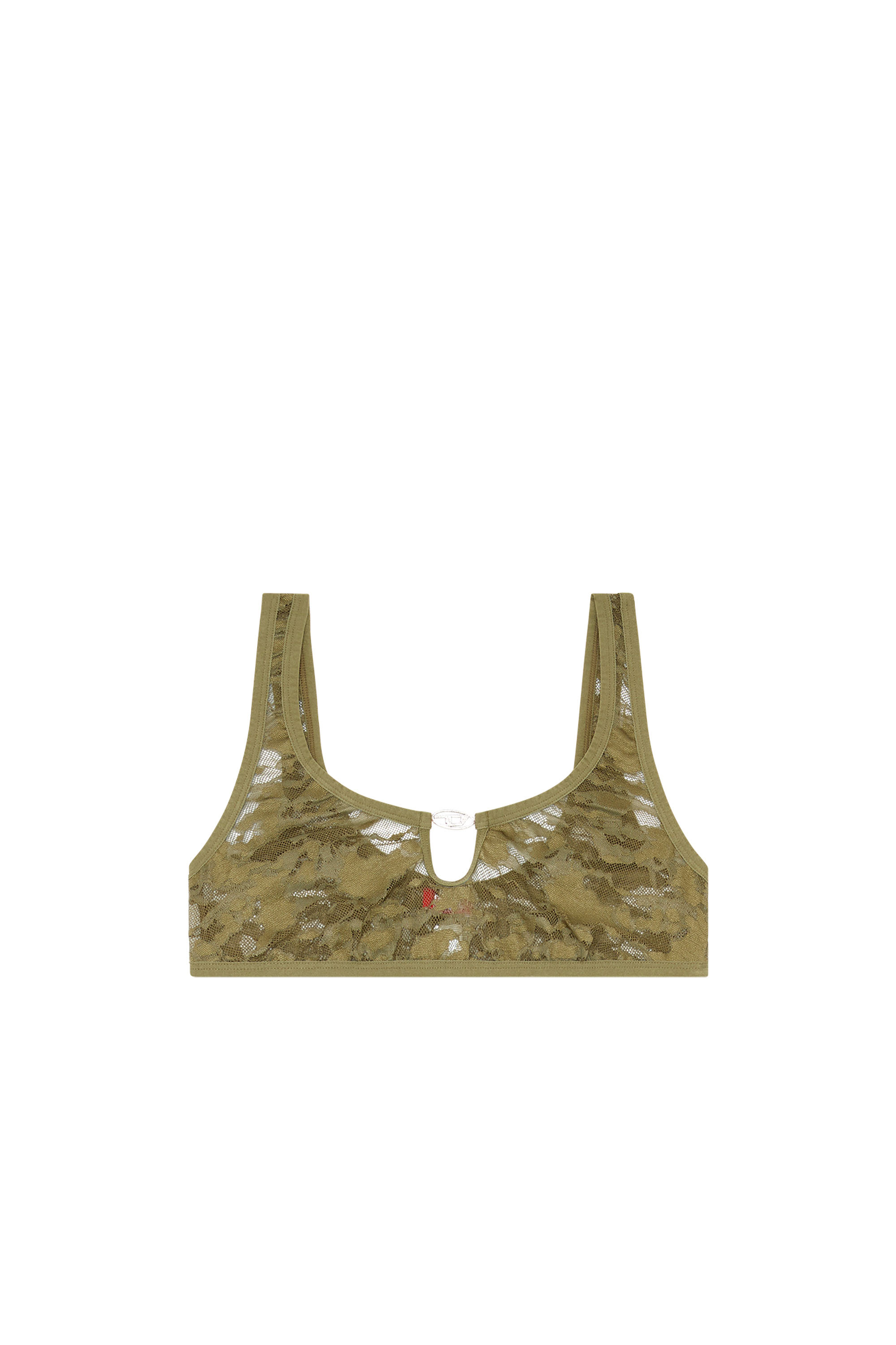 Diesel - UFSB-D-OVAL-LACE-BRALETTE, Bralette de encaje y camuflaje con placa Oval D Mujer in Verde - 4