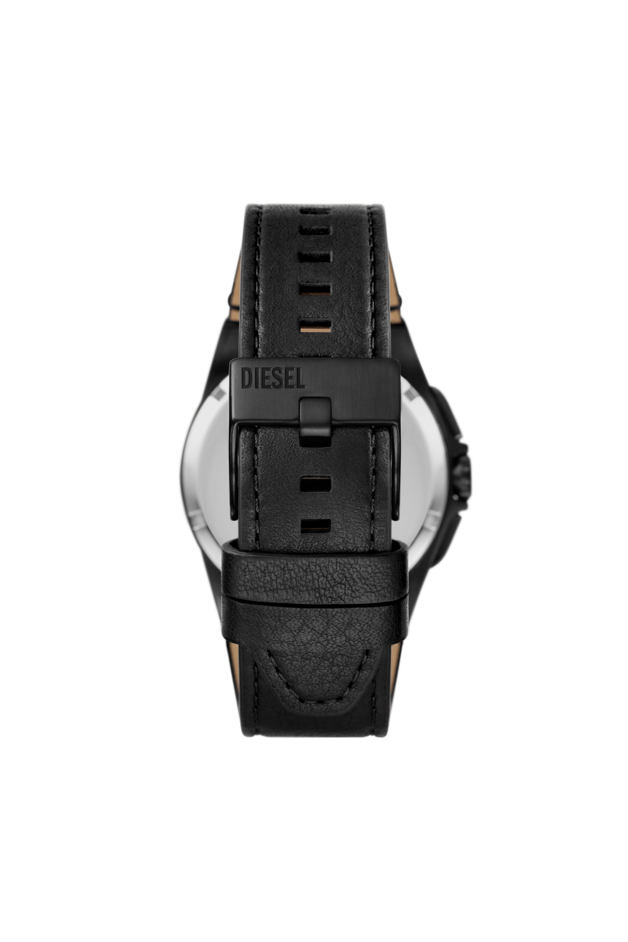 Diesel - DZ4658, Man's Framed black leather watch in Black - 2