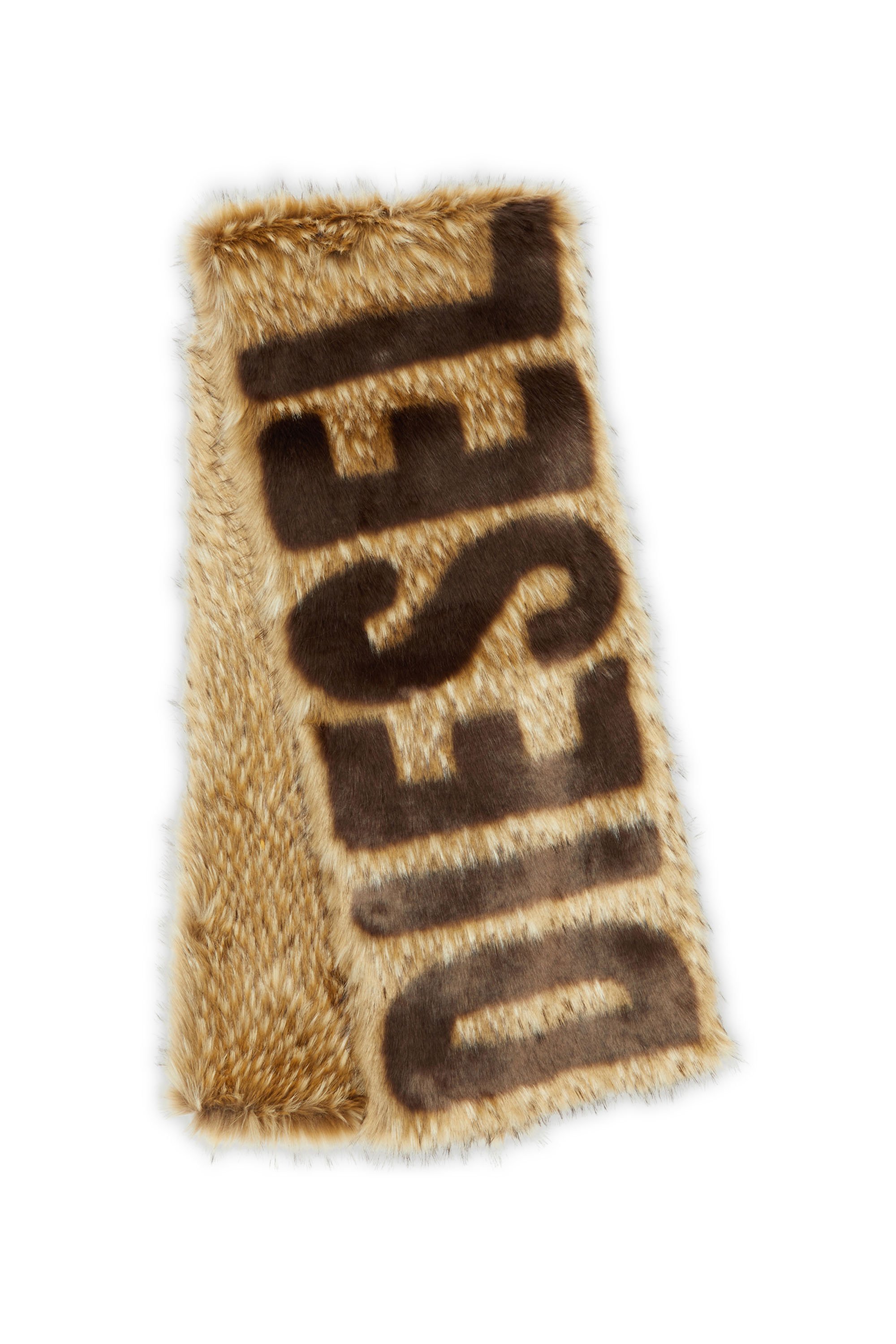 Diesel - S-ABER, Man's Plush scarf with jacquard Diesel logo in Light Brown - 3