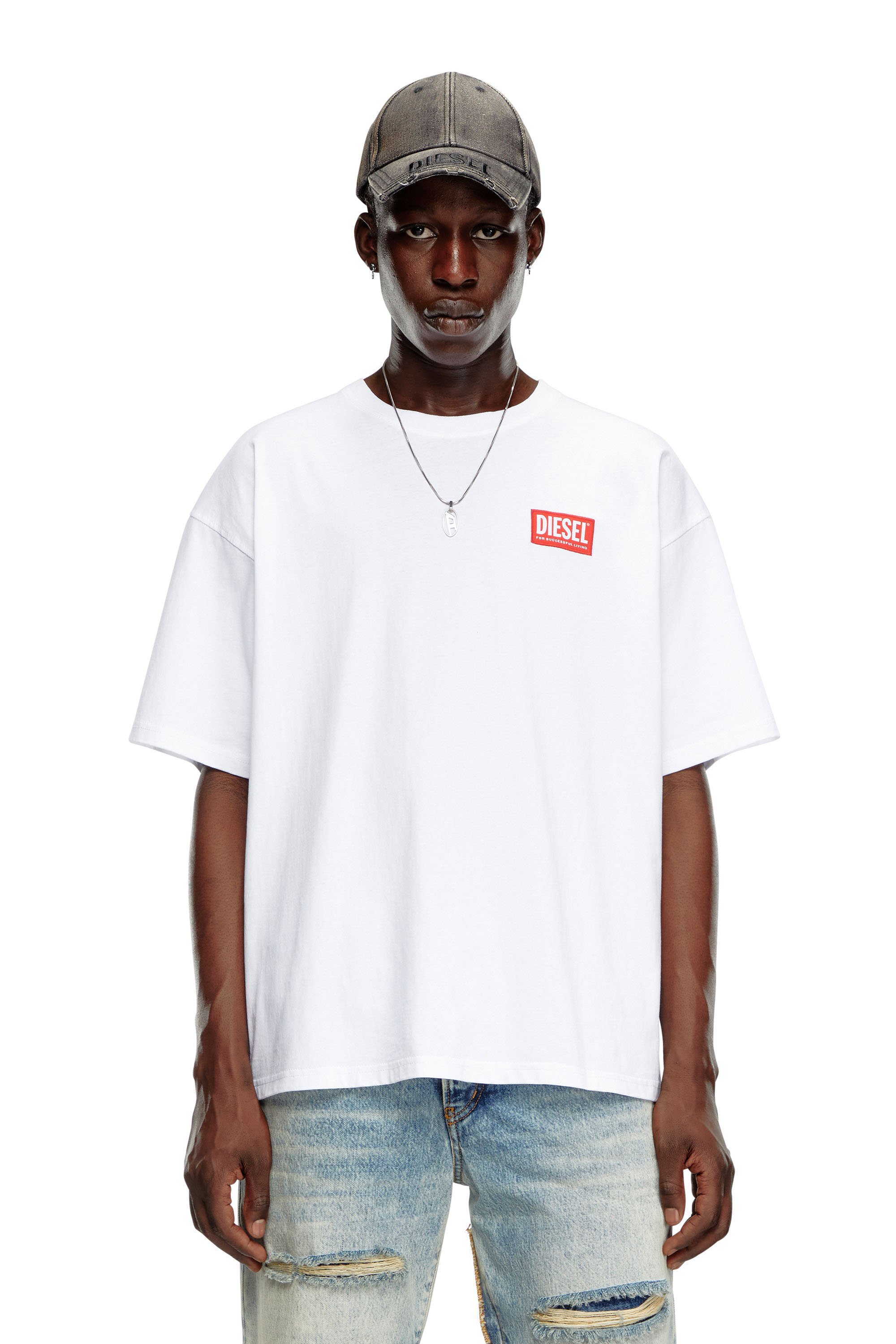 Diesel - T-BOXT-LAB, Man's T-shirt with jacquard logo patch in White - 1