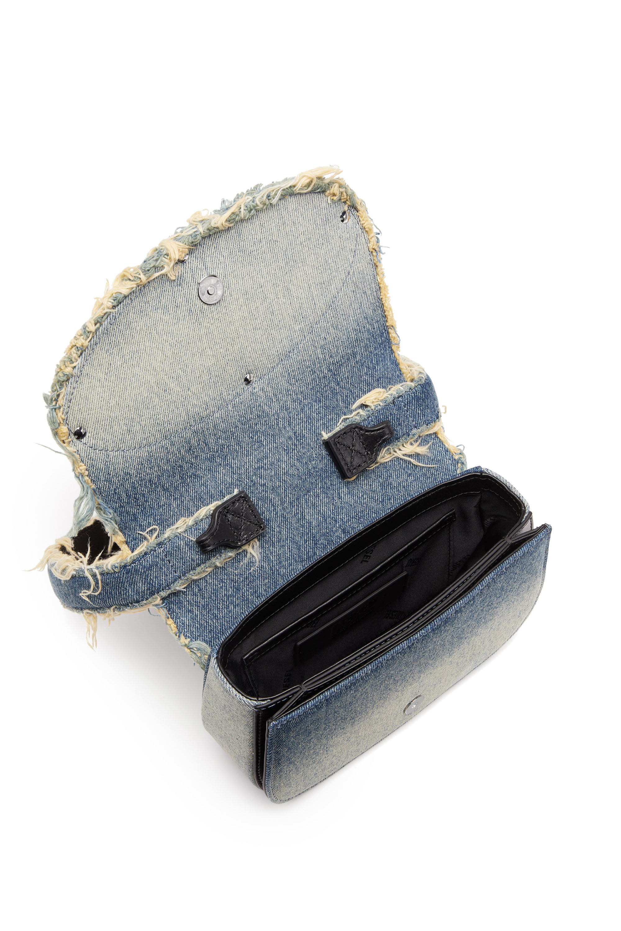 Diesel - 1DR, Woman's 1DR-Iconic shoulder bag in denim and crystals in Blue - 4