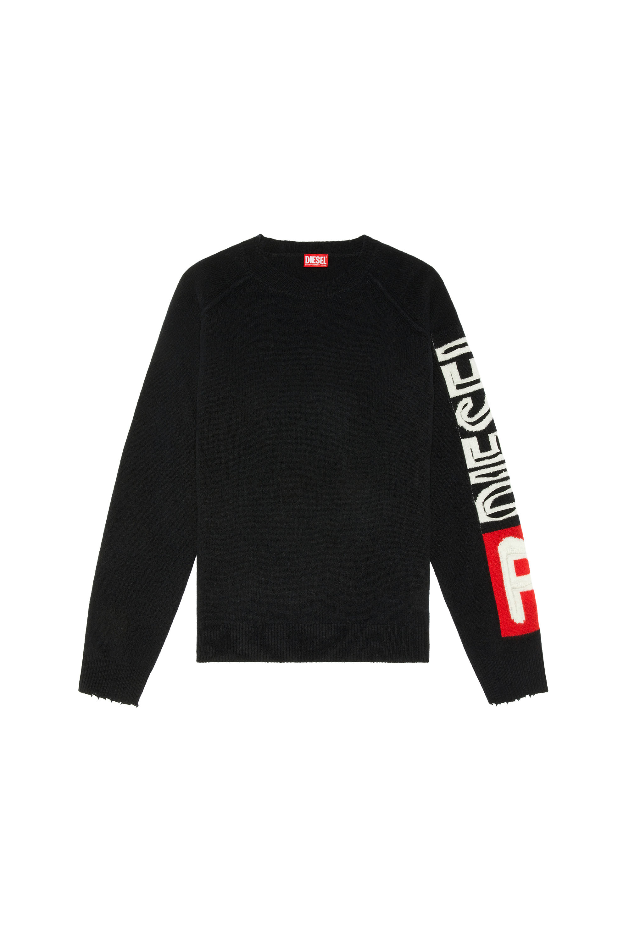 Diesel - K-SARIA, Man's Wool sweater with cut-up logo in Black - 4