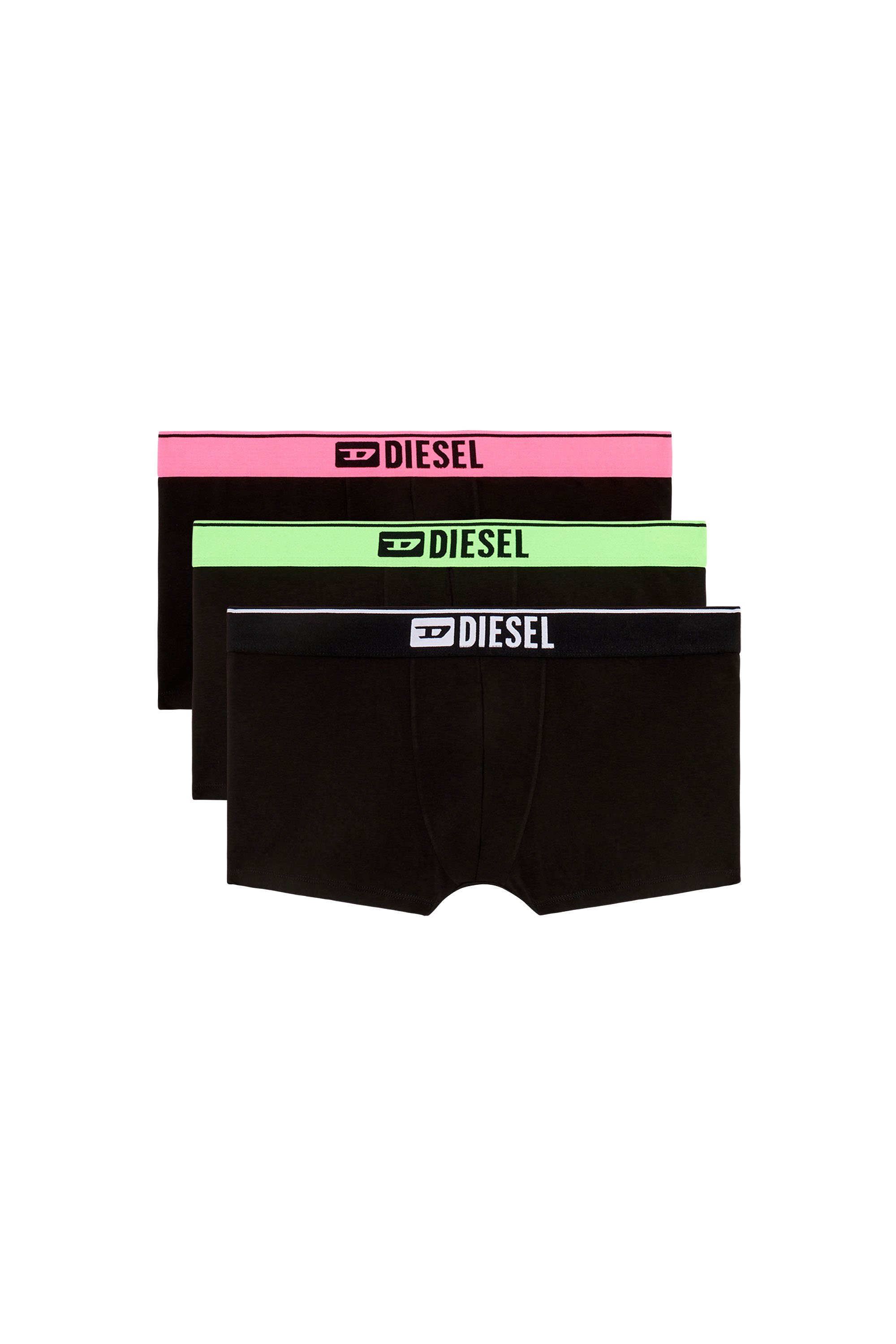 Diesel - UMBX-DAMIENTHREEPACK, Man's Three-pack boxer briefs with pop-colour waist in Black/Green - 1