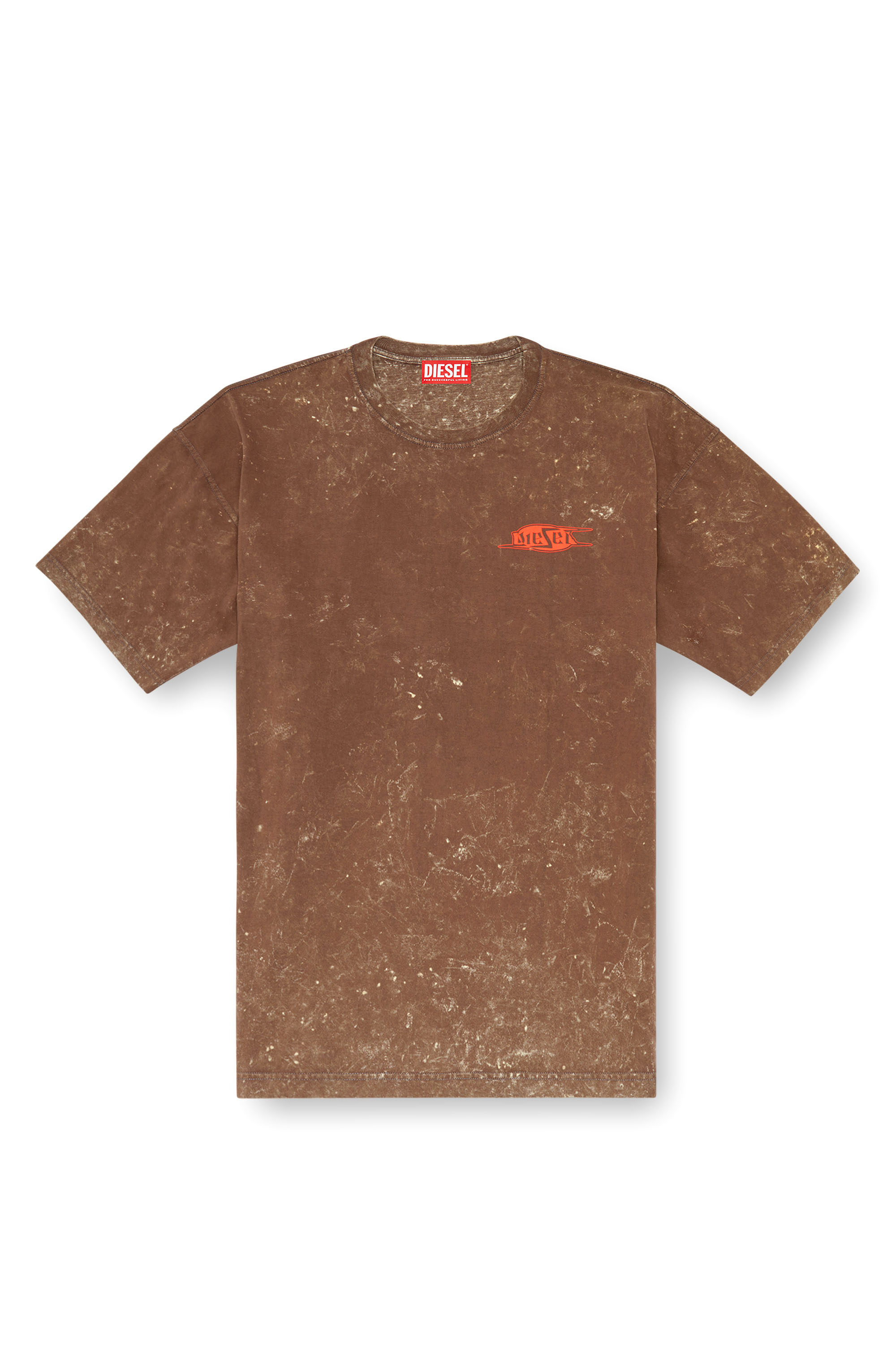 Diesel - T-BOXT-Q8, Man's Marbled T-shirt with puff print logo in Brown - 4