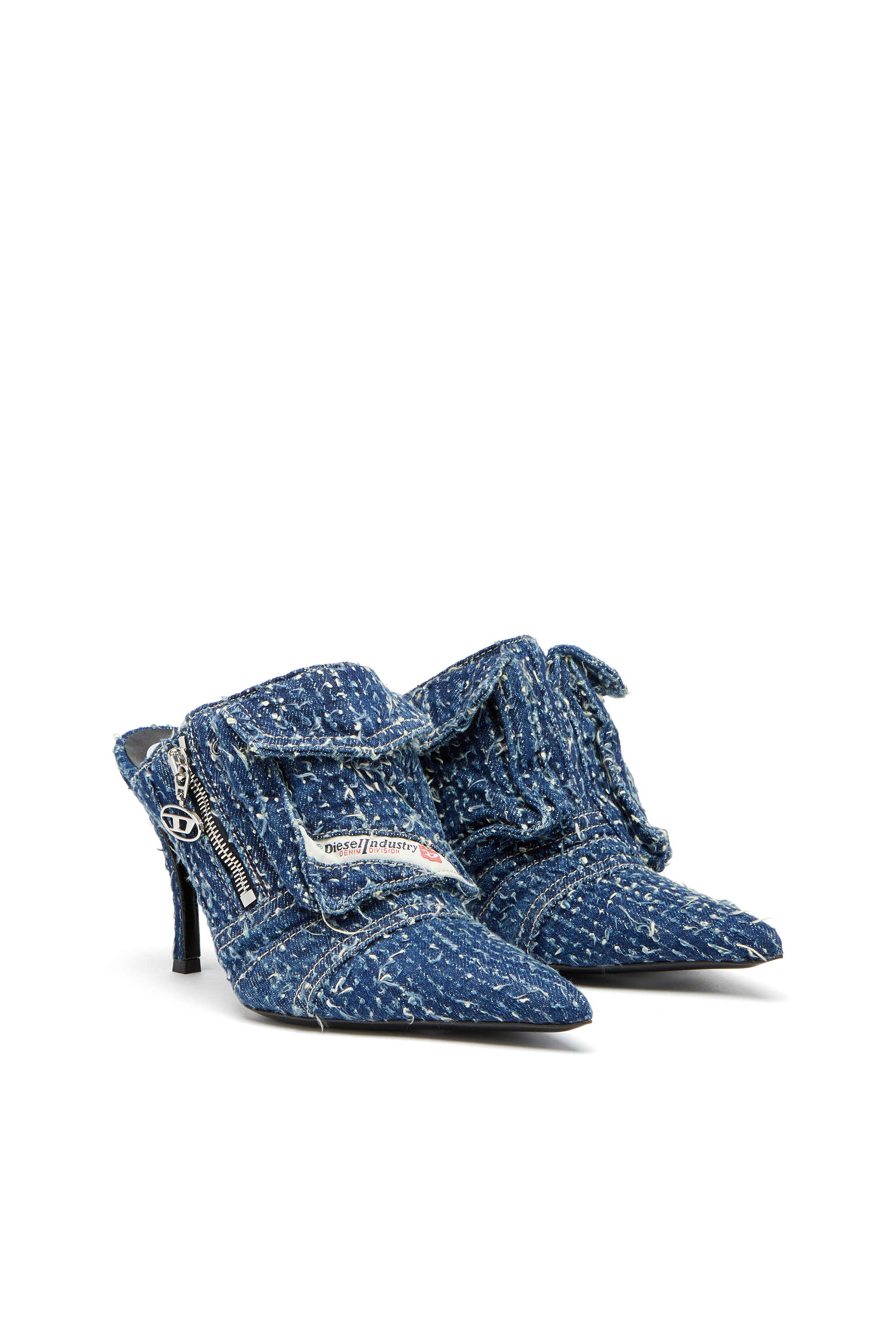 Diesel - D-VENUS POCKET ML, D-Venus-Zapatos sin talón y con tacón de denim bouclé Mujer in Azul marino - 2