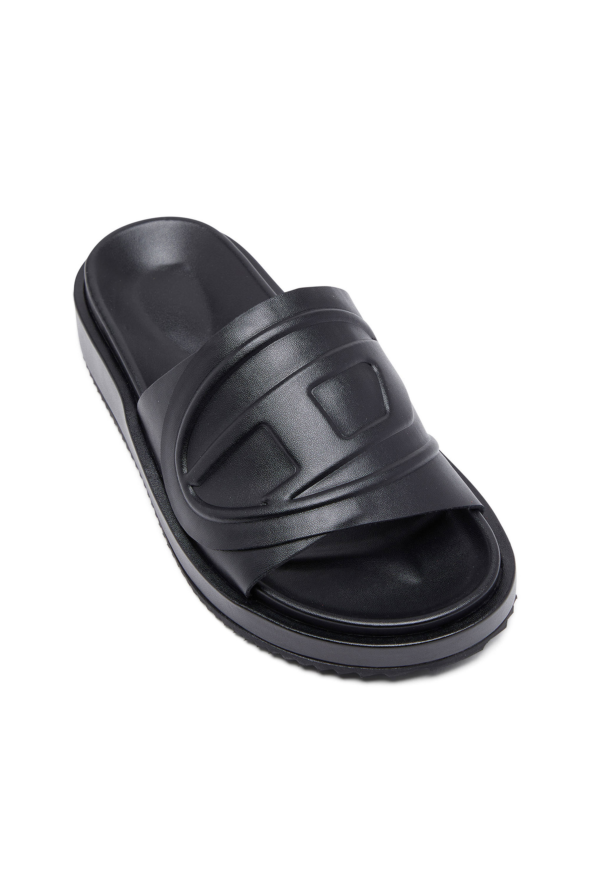 Diesel - SA-SLIDE D OVAL, Unisex's Sa-Slide D-PU slides with embossed Oval D in Black - 6