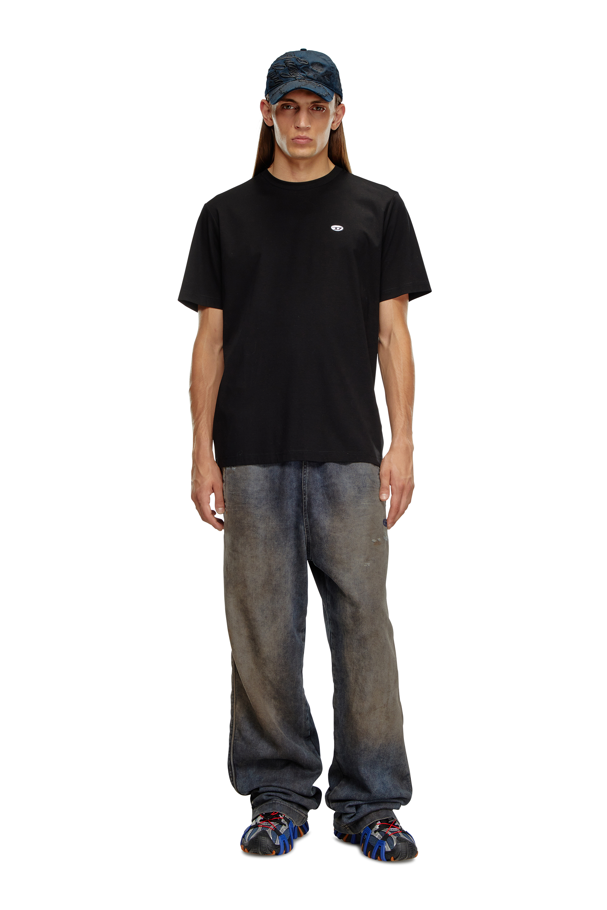 Diesel - T-JUST-DOVAL-PJ, Man's T-shirt with oval D patch in Black - 3