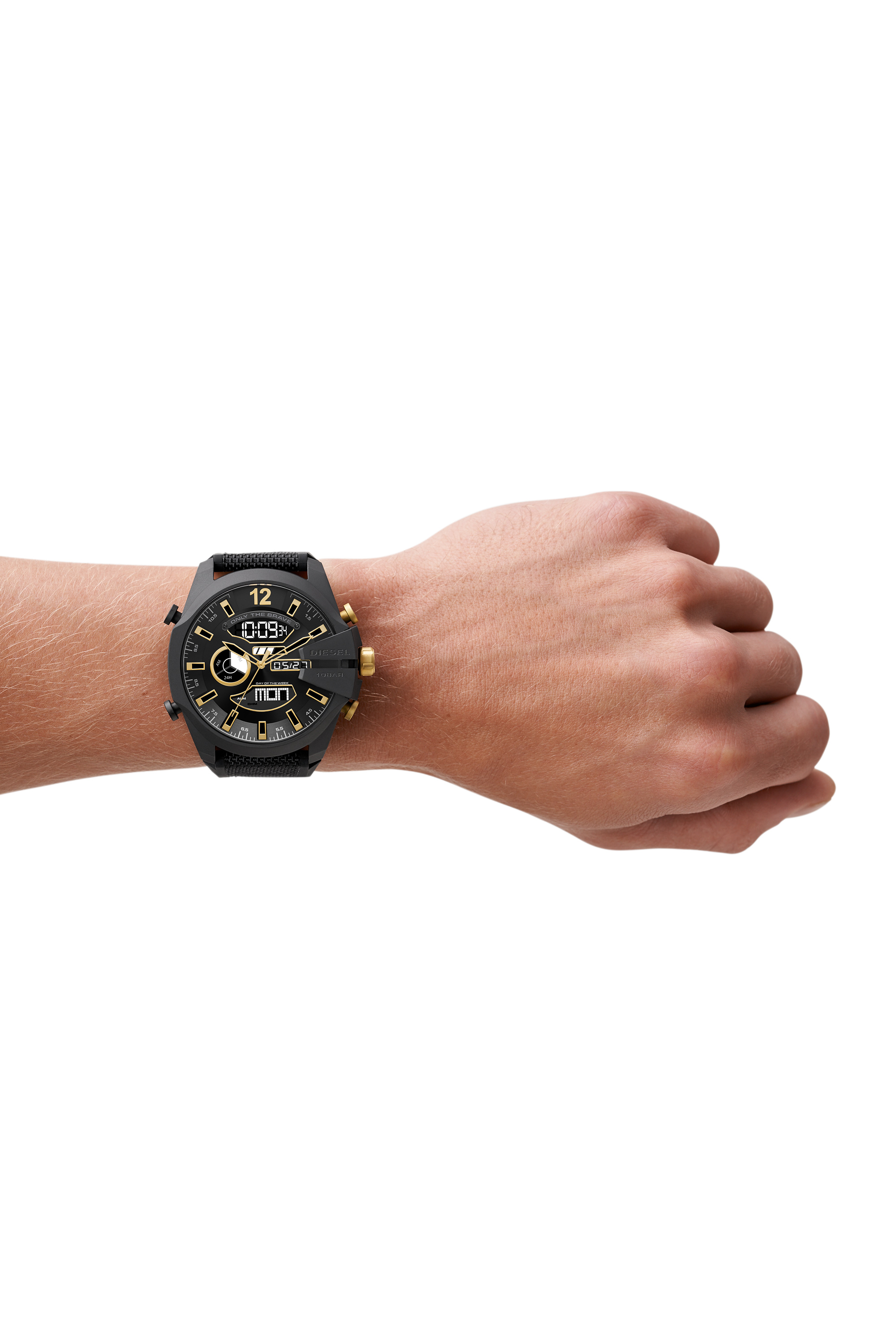 Diesel - DZ4552, Man's Mega Chief analog-digital black nylon and silicone watch in Black - 4