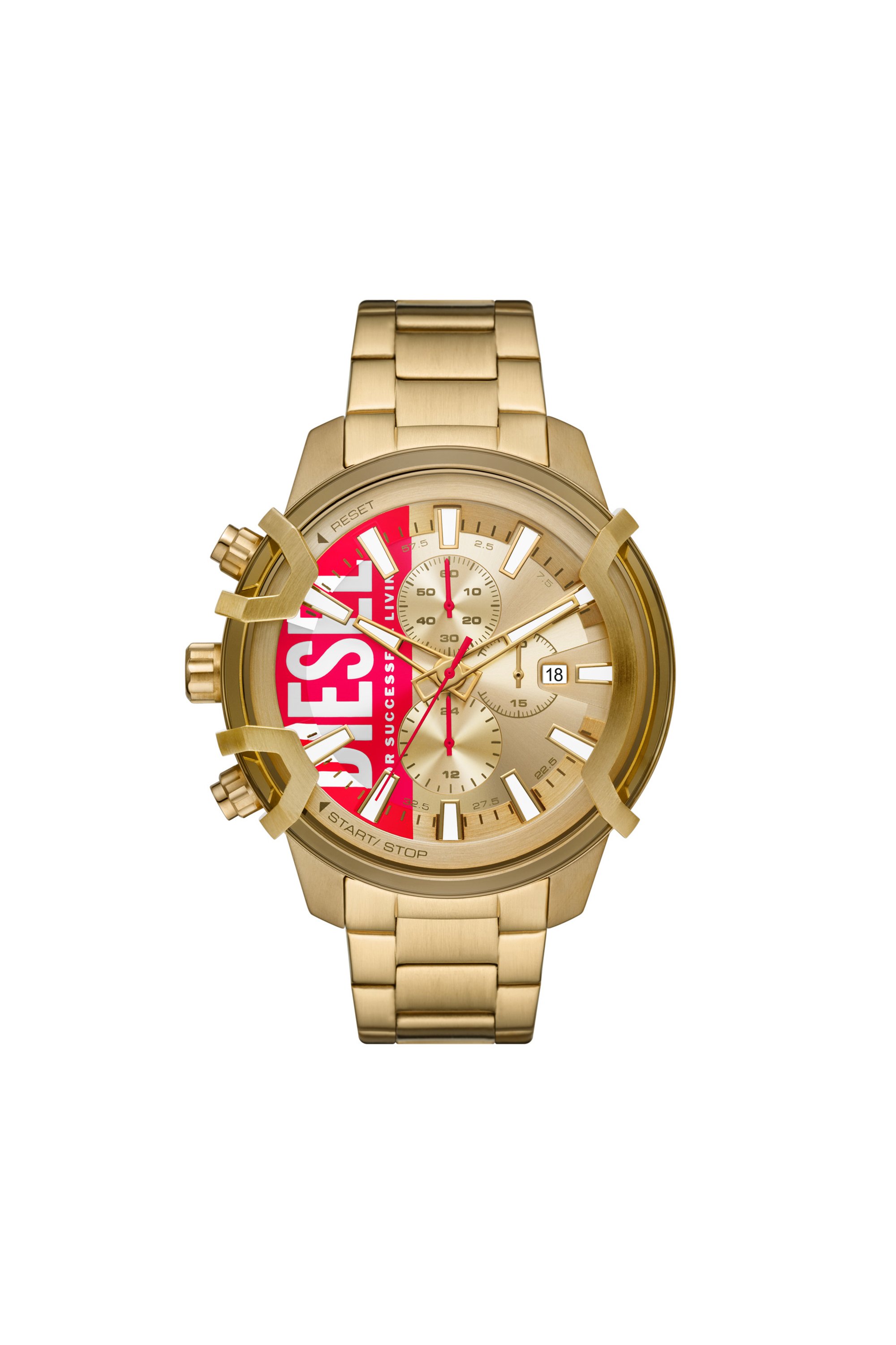 Diesel - DZ4595, Man's Griffed chronograph gold-tone stainless steel watch in Gold - 1