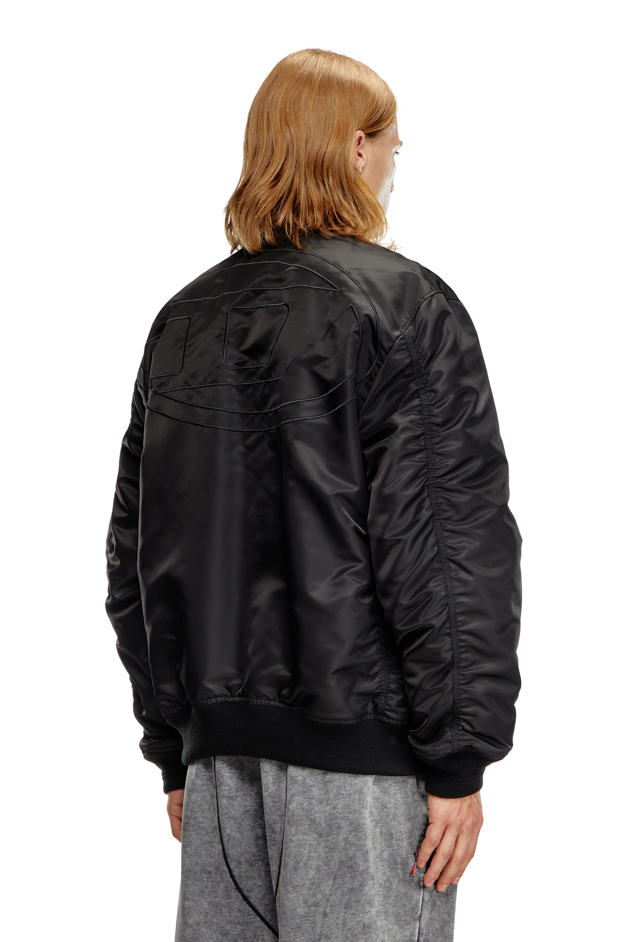 Diesel - J-HELD, Man's Bomber in padded nylon with Oval D in Black - 3