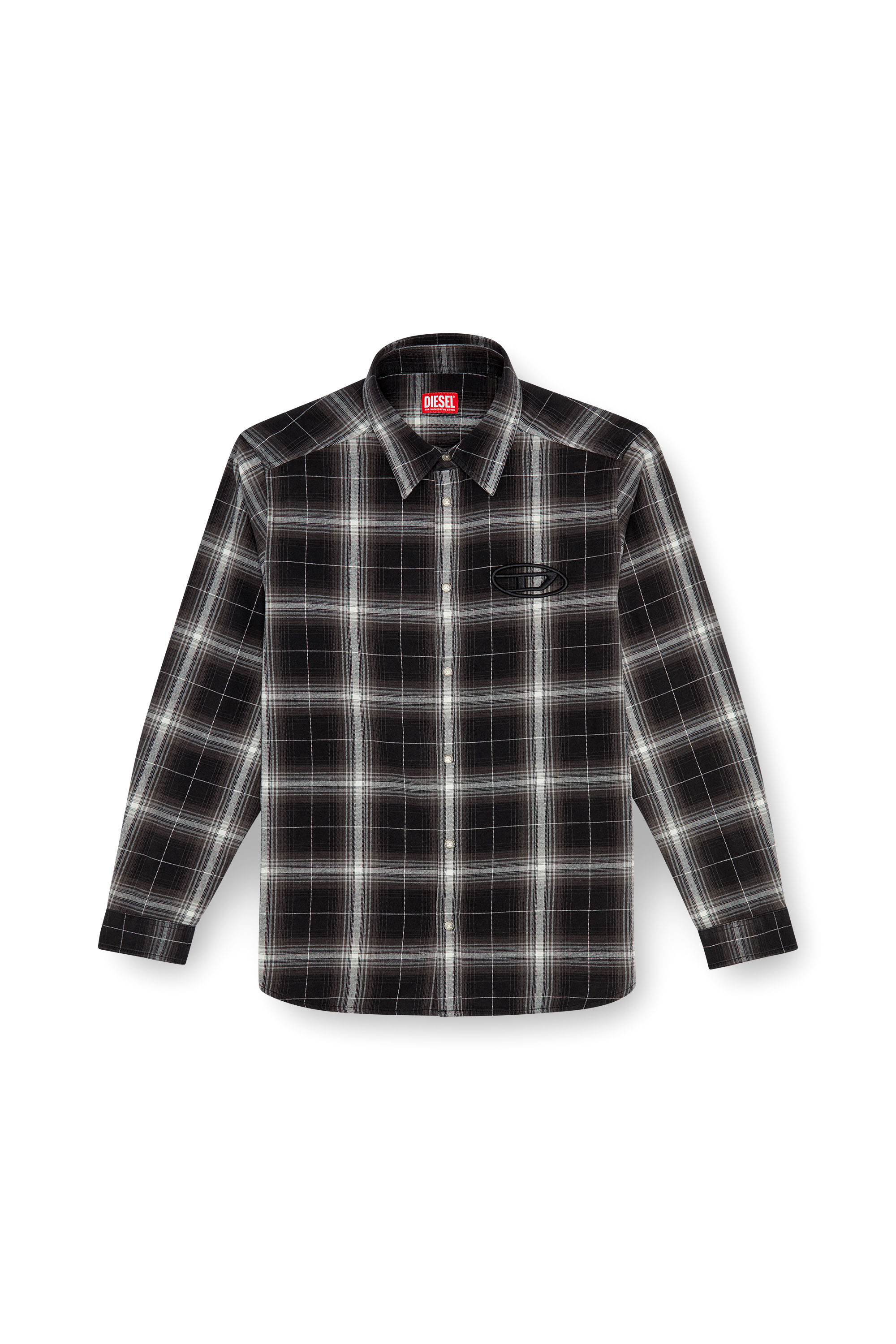 Diesel - S-SIMPLY-A, Man's Check flannel shirt in Black - 5