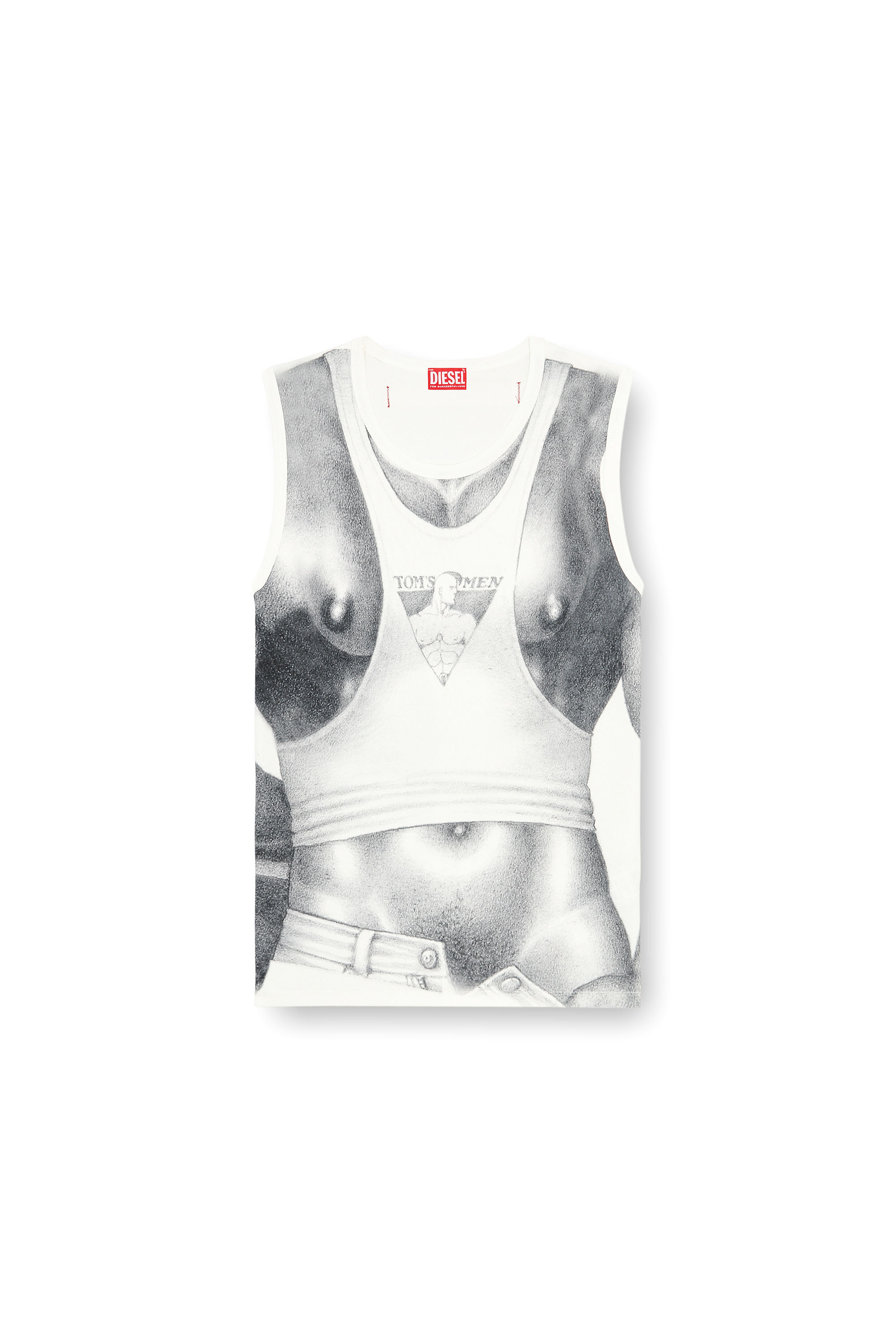 Diesel - PR-T-LIFTY-TOF, Camiseta con tirantes y estampado all-over Unisex in Blanco - 7