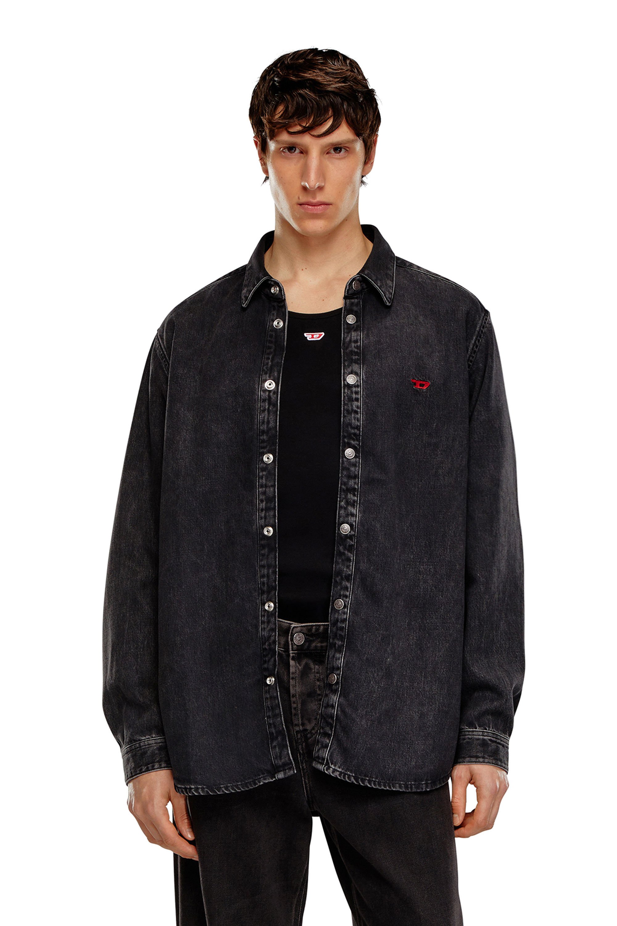 Diesel - D-SIMPLY, Camisa en denim de TENCEL Hombre in Negro - 1