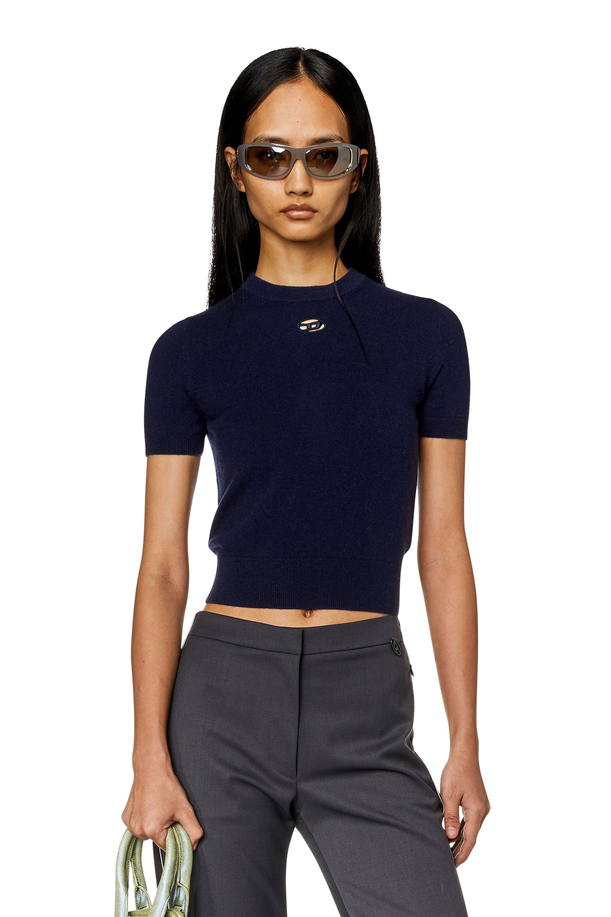 Diesel - M-ARGA, Woman's Wool and cashmere top in Dark Blue - 1