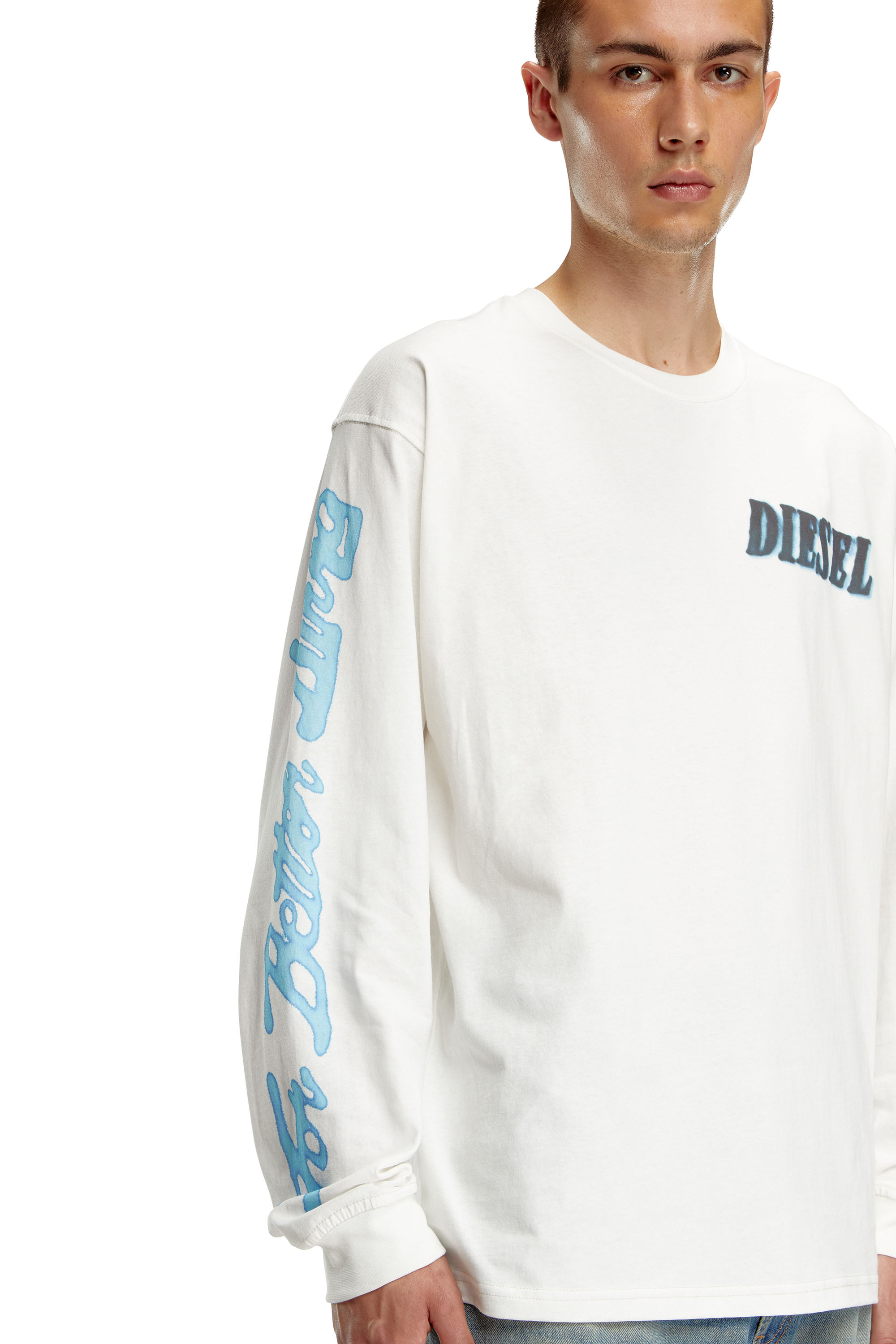 Diesel - T-BOXT-LS-Q15, Man's Long-sleeve T-shirt with logo prints in White - 4