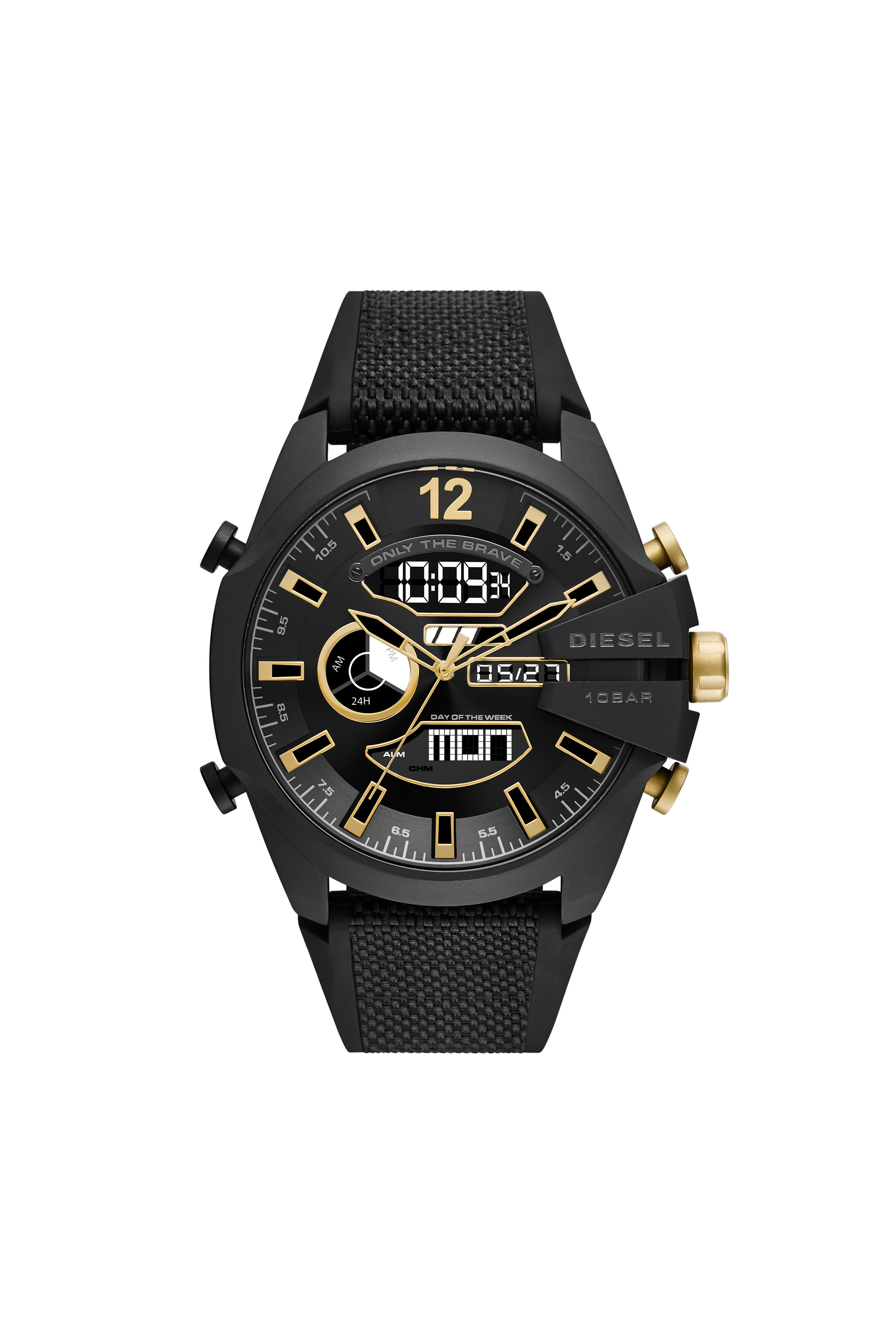 Diesel - DZ4552, Man's Mega Chief analog-digital black nylon and silicone watch in Black - 1