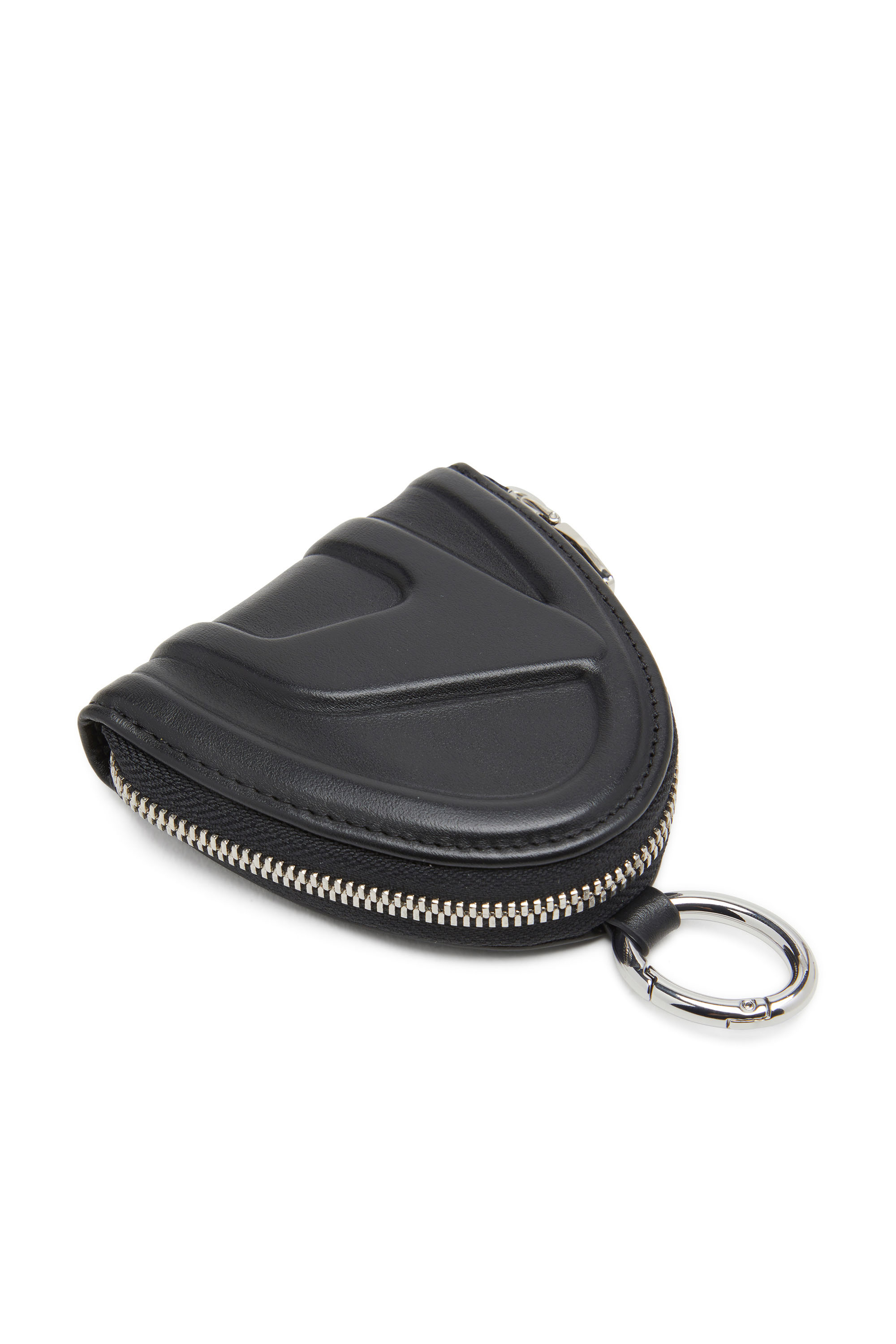 Diesel - 1DR-FOLD COIN PURSE ZIP, Woman's Leather coin purse with embossed logo in Black - 4