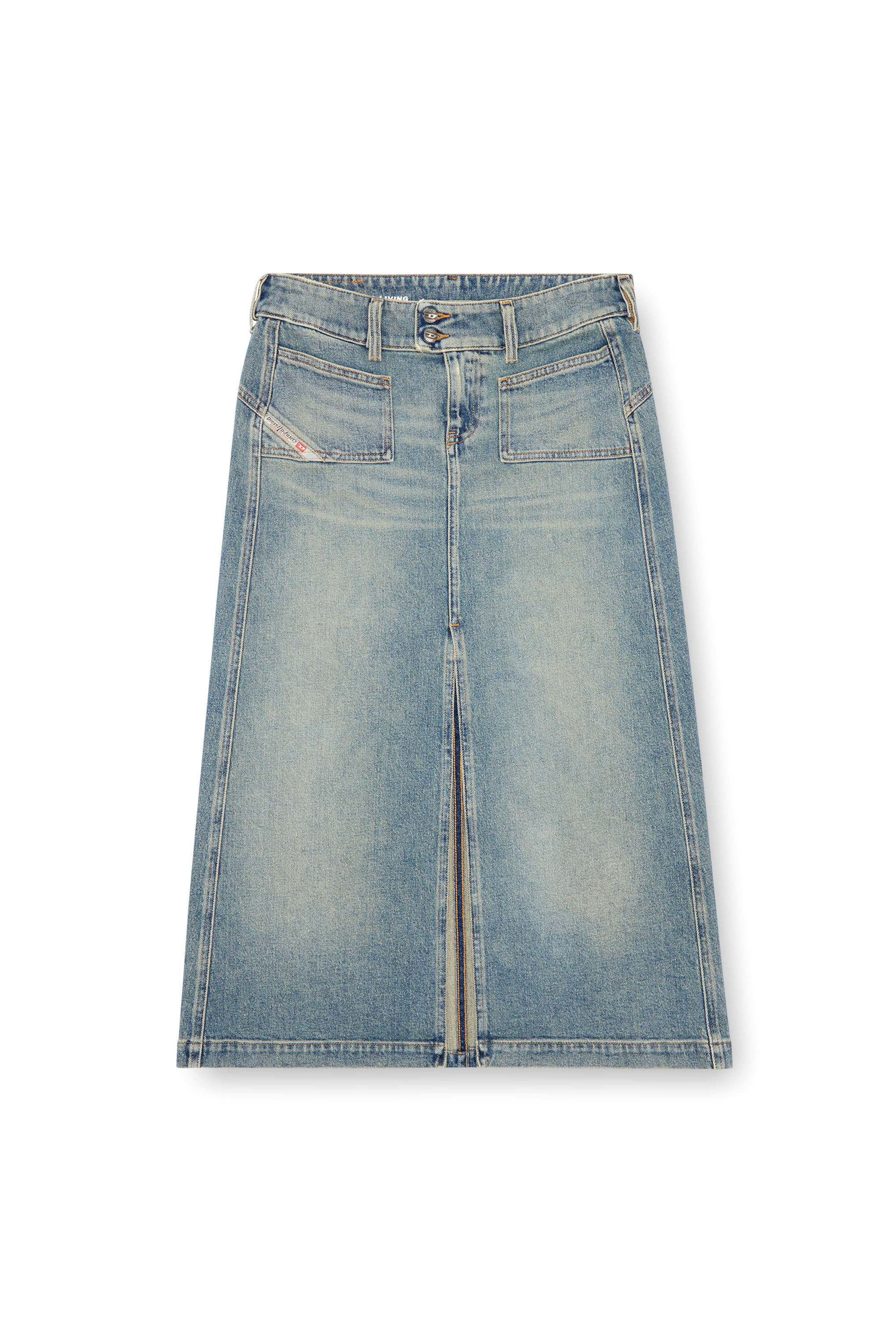 Diesel - DE-HUSH-MID, Woman's Midi skirt in denim in Light Blue - 5