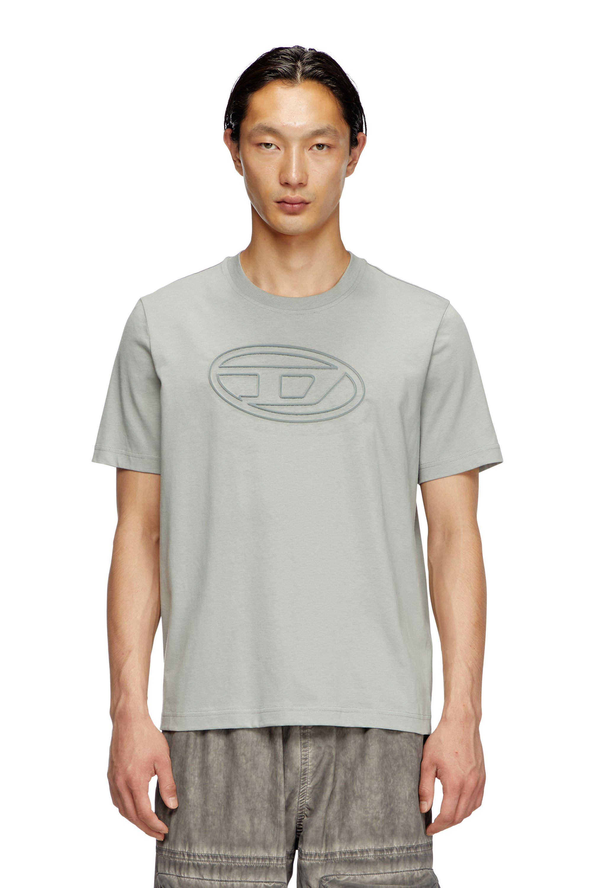 Diesel - T-ADJUST-BIGOVAL, Camiseta con Oval D en relieve Hombre in Gris - 1