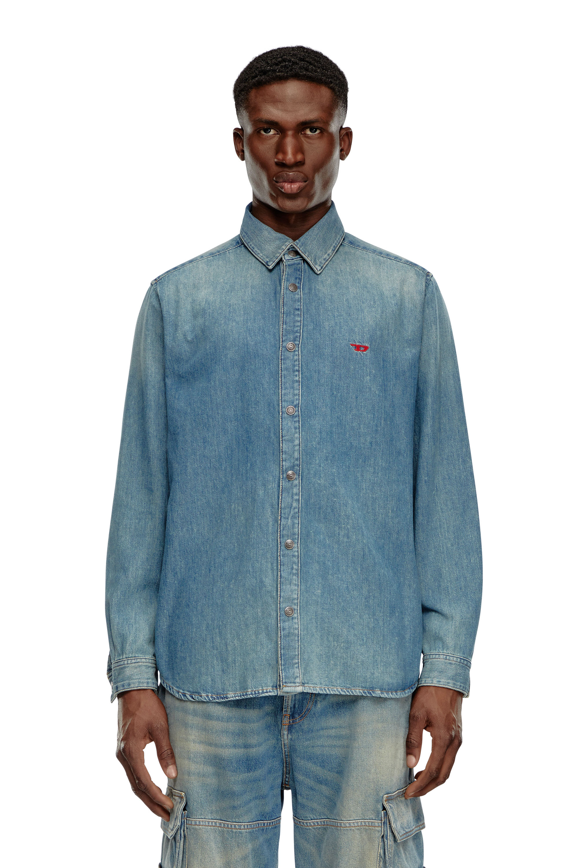 Diesel - D-SIMPLY, Man's Shirt in denim in Light Blue - 3