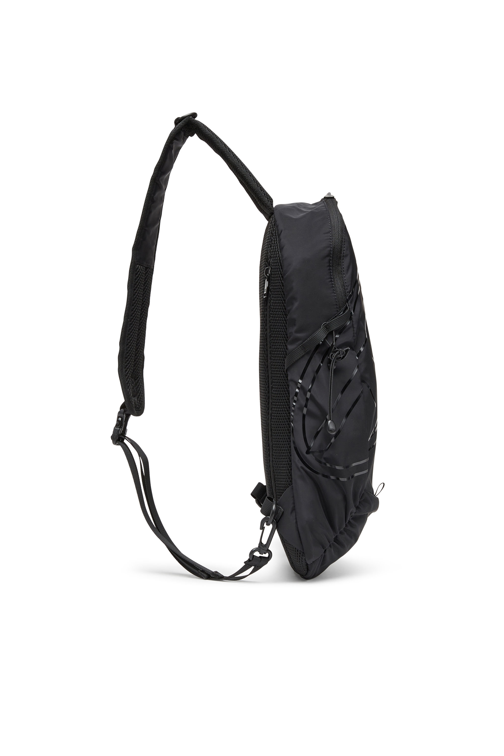 Diesel - DRAPE SLING BAG, Man's Drape-Nylon sling backpack with tonal logo in Black - 3