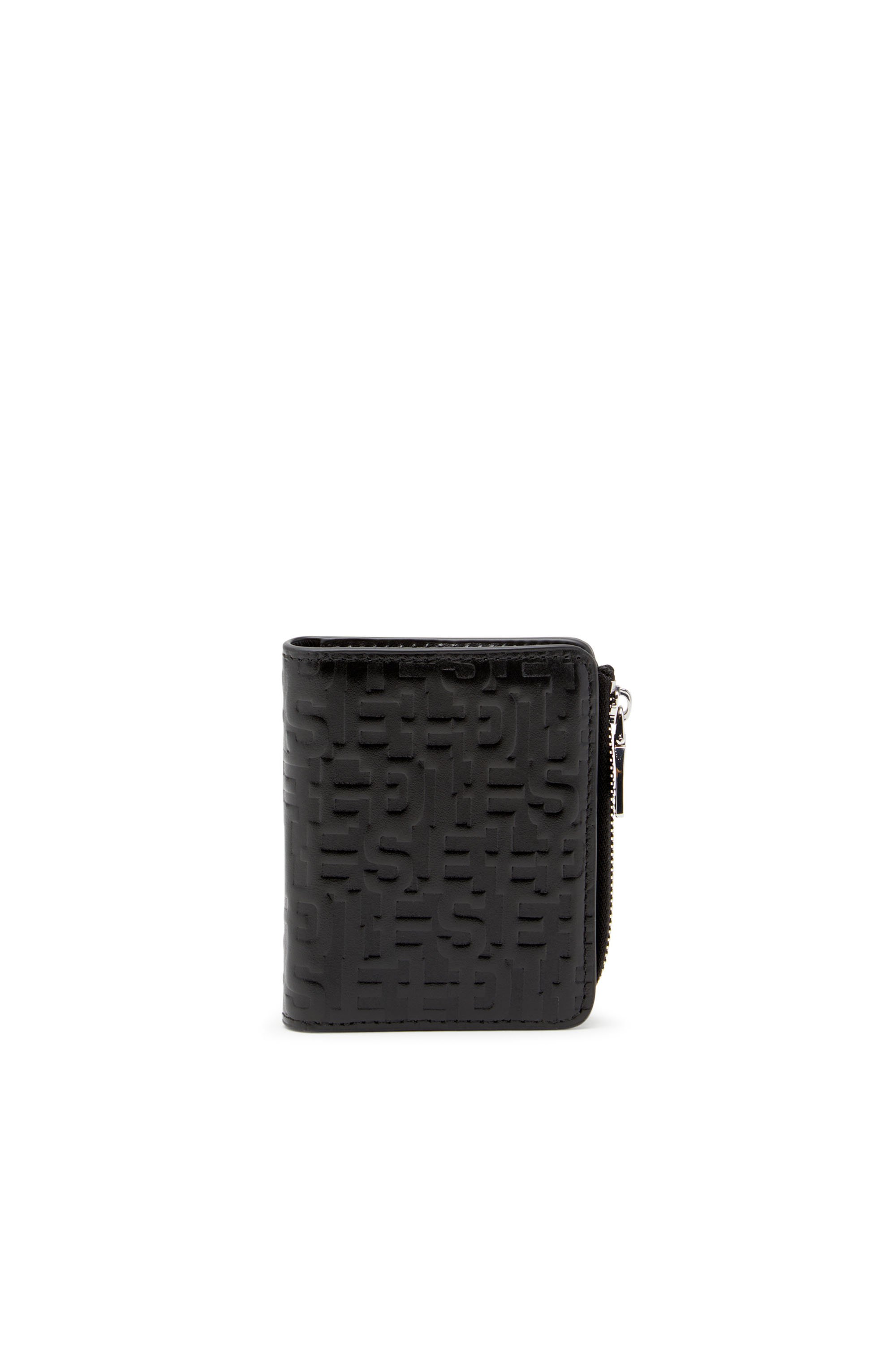 Diesel - PC MONOGRAM CARD HOLDER ZIP L, Tarjetero de cuero en relieve Hombre in Negro - 1