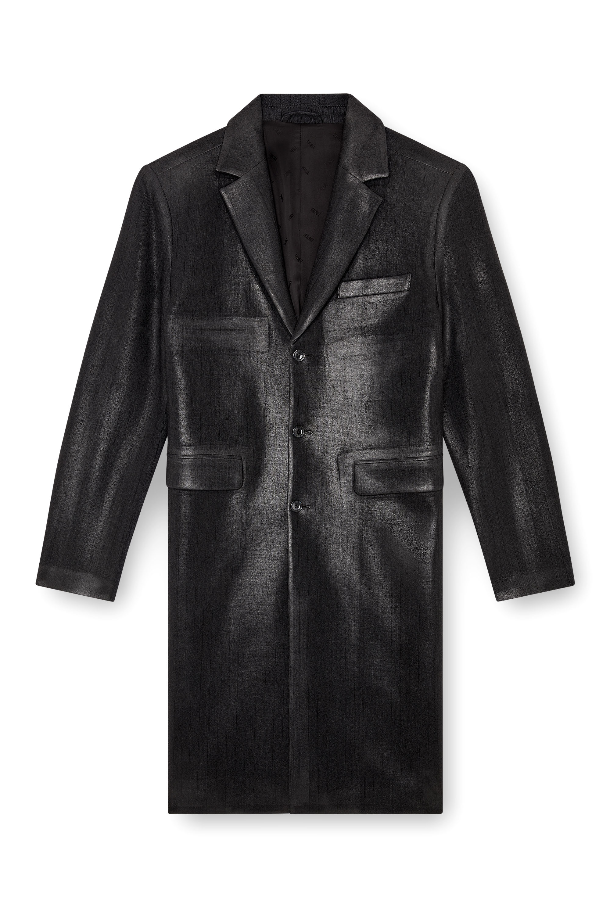 Diesel - J-DENNER, Man's Coat in pinstriped cool wool in Black - 5