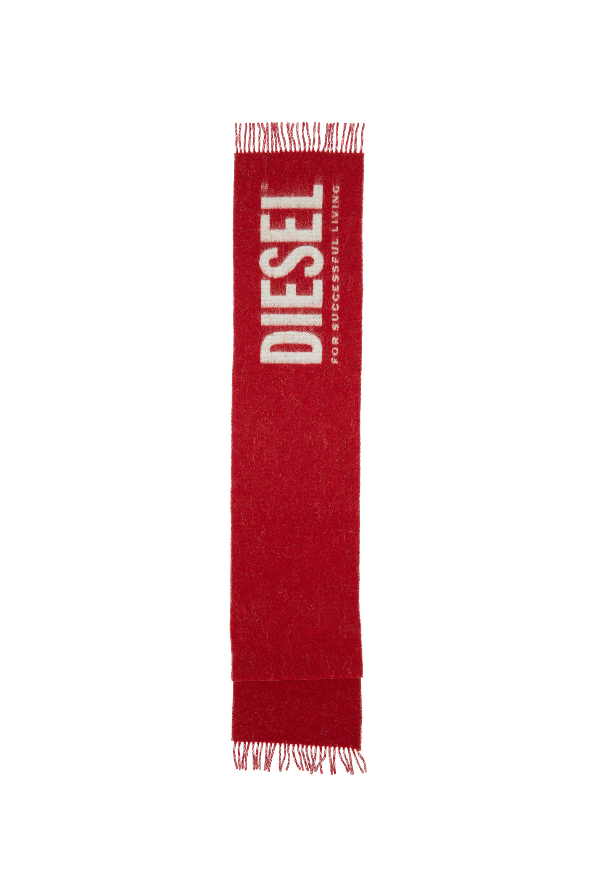 Diesel - S-KOTT, Man's Two-tone scarf with maxi logo in Red - 4