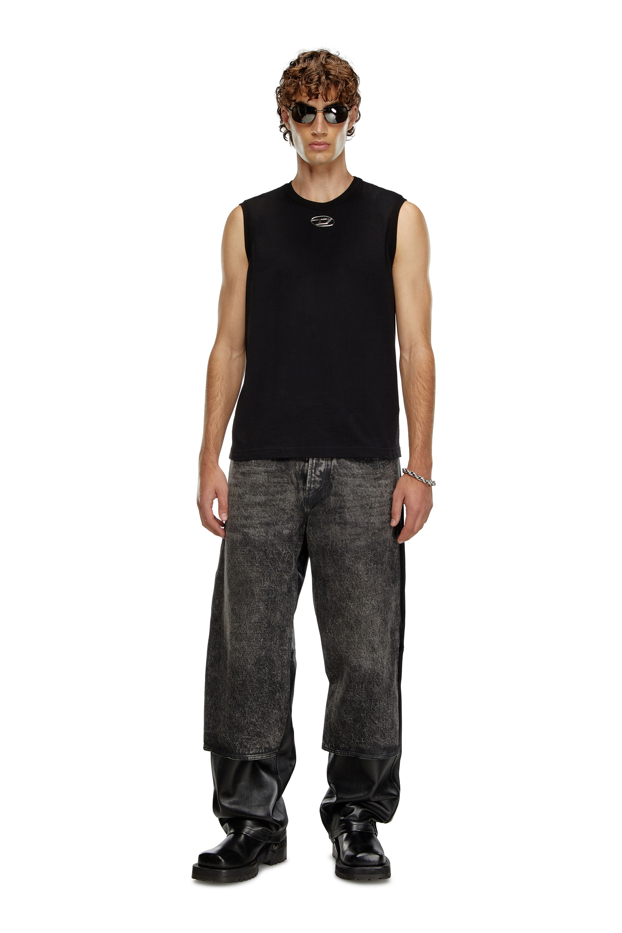 Diesel - T-BISCO-OD, Man's Tank top with injection-moulded Oval D in Black - 3