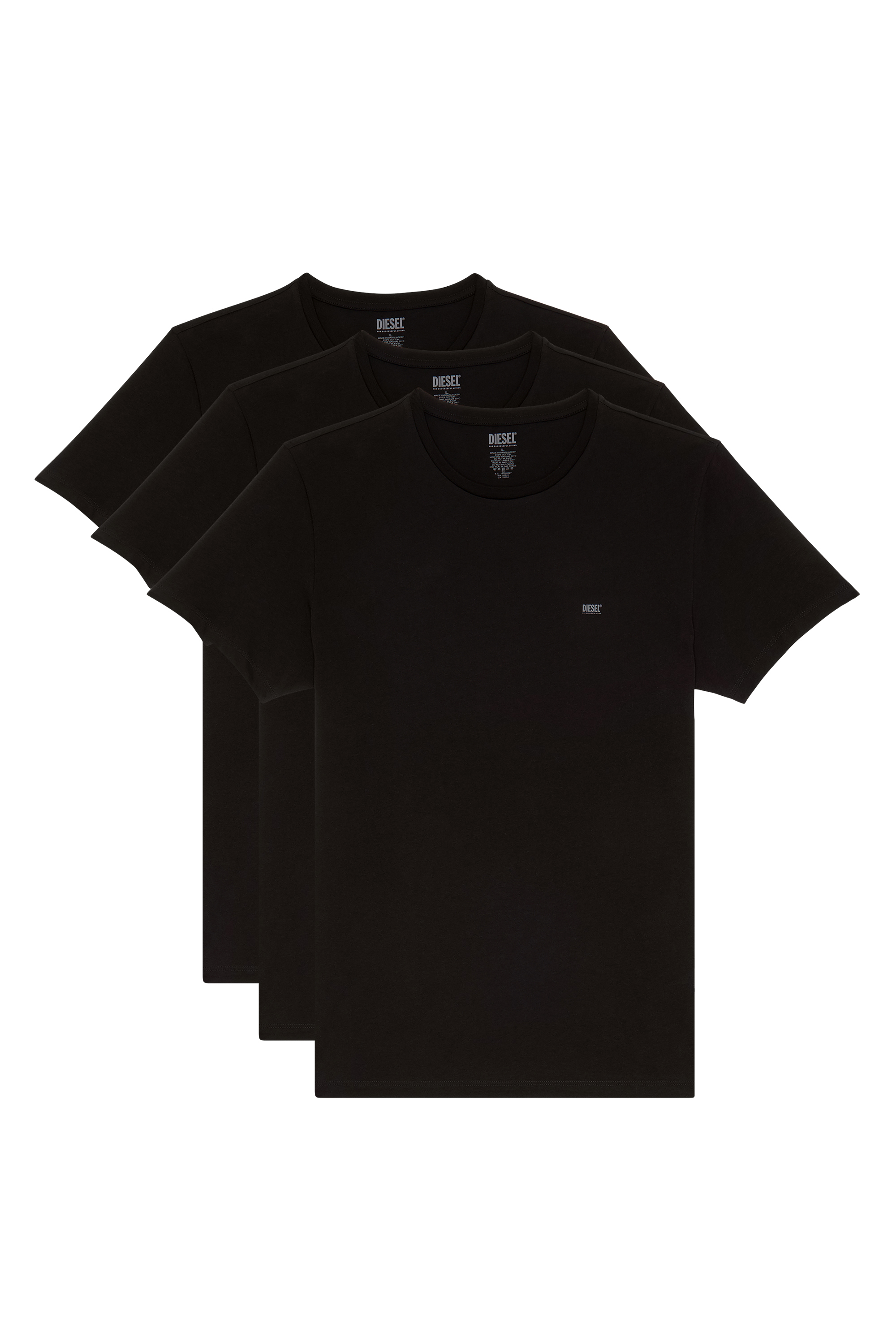 Diesel - UMTEE-JAKETHREEPACK, Man's Three-pack crew-neck T-shirts in Black - 1