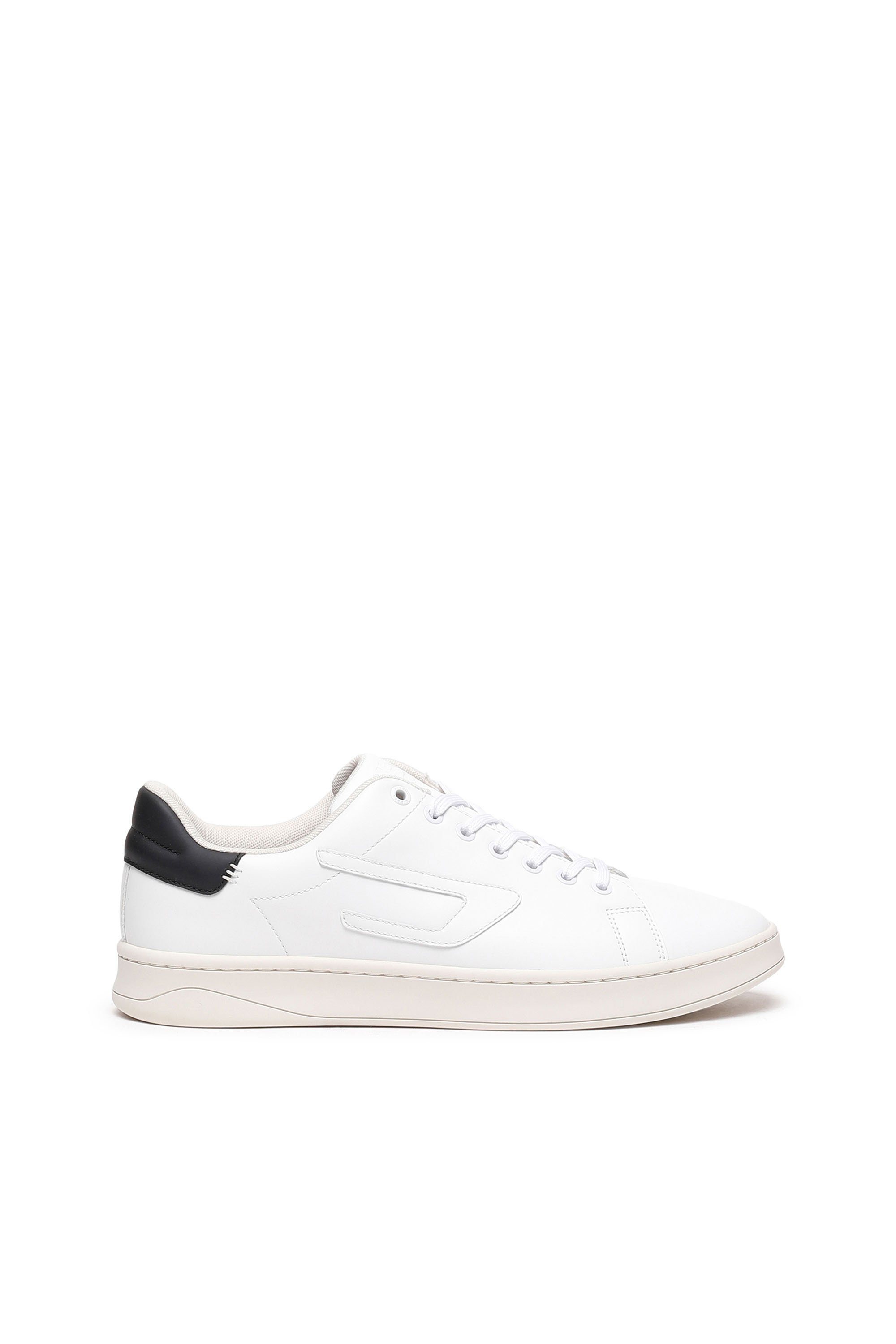 Diesel - S-ATHENE LOW, Man's S-Athene Low-Low-top leather sneakers with D patch in White/Black - 1