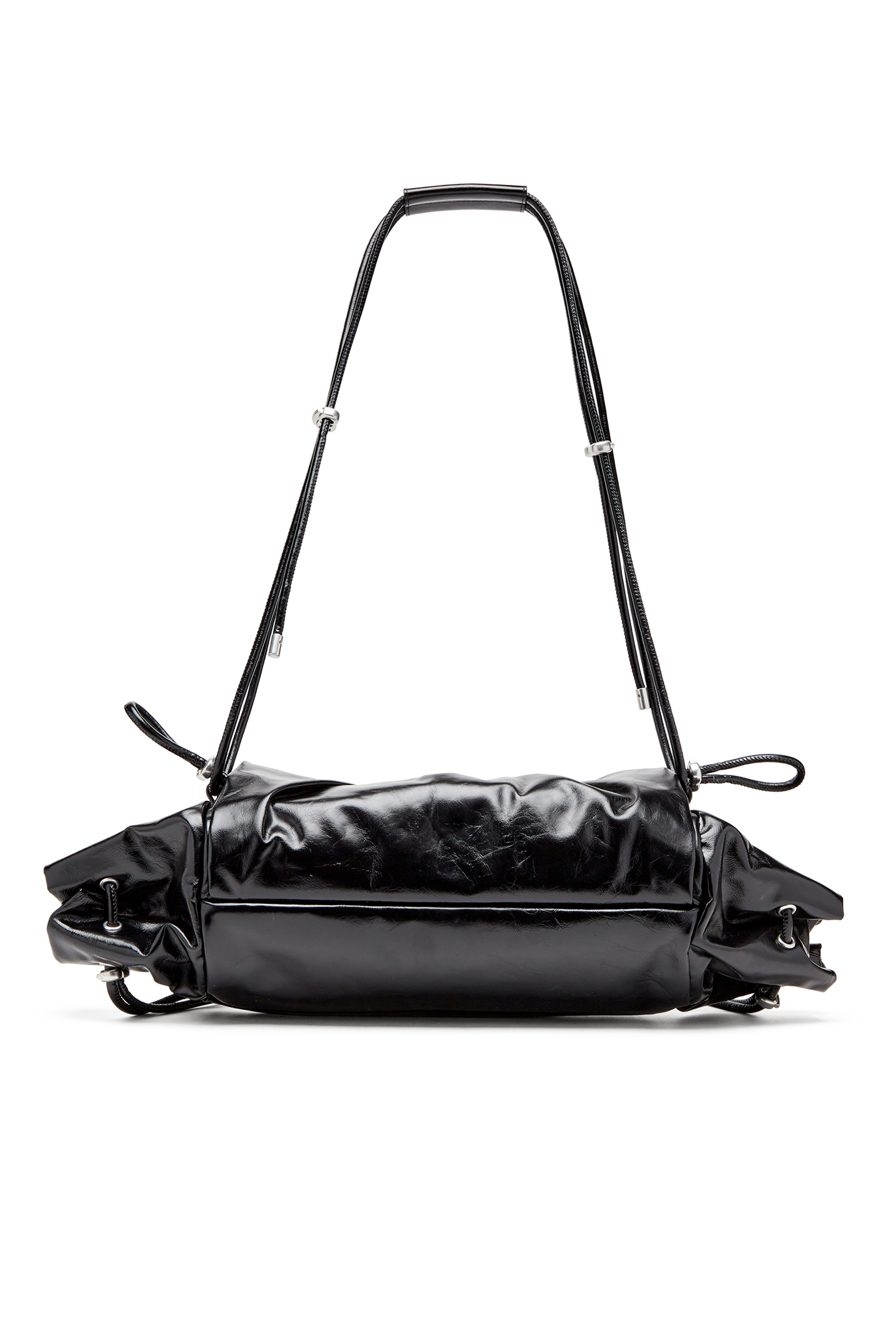 Diesel - SCRUNCH-D SHOULDER M, Bolso de hombro en cuero arrugado y brillante Mujer in Negro - 2