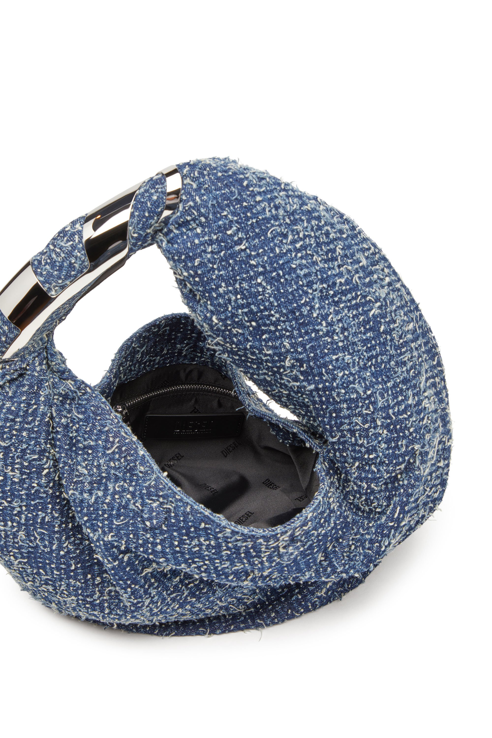 Diesel - GRAB-D HOBO S, Grab-D S-Bolso hobo en denim bouclé Mujer in Azul marino - 4