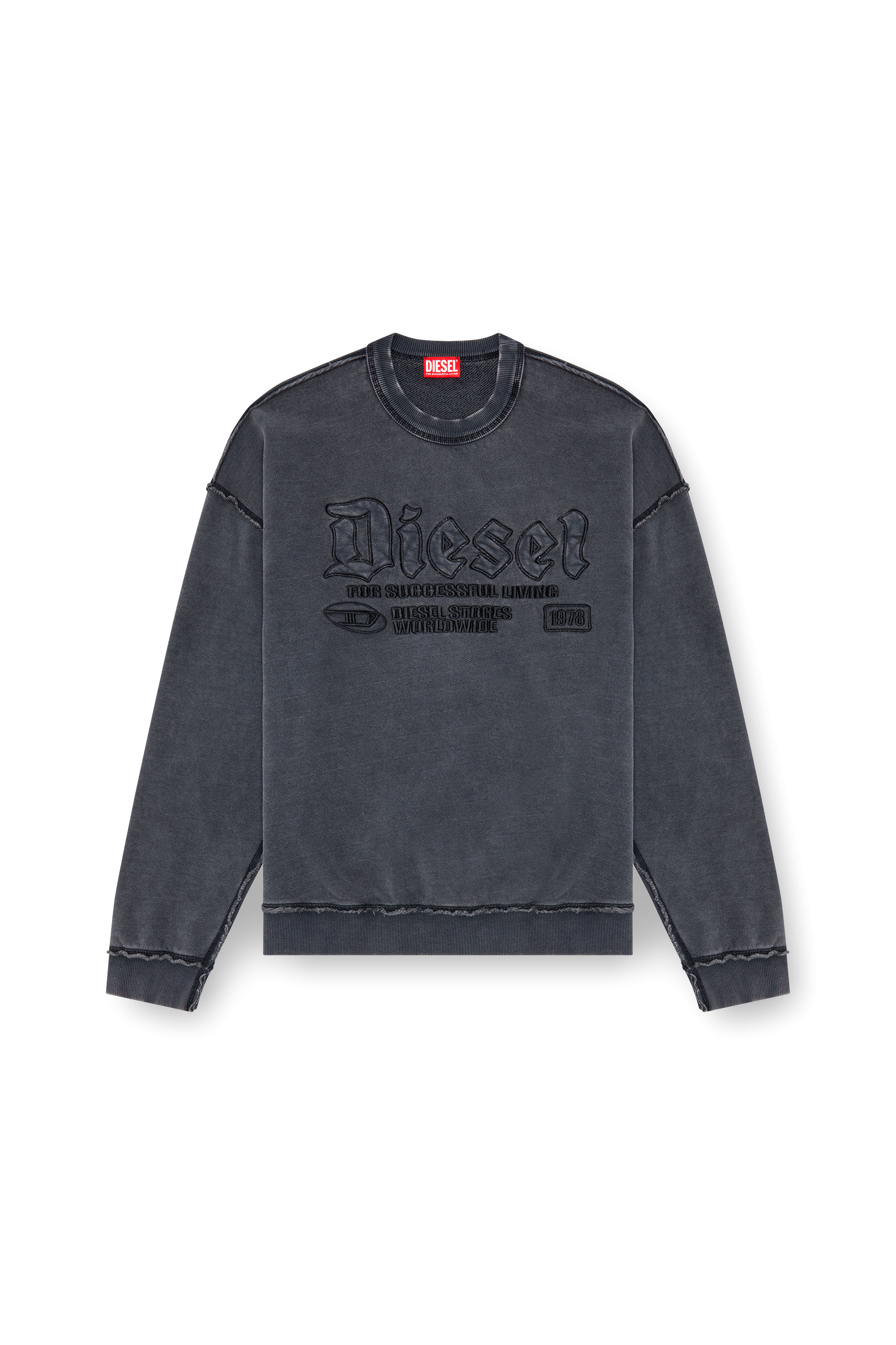 Diesel - S-BOXT-RAW, Man's Sweatshirt with logo embroidery in Black - 4