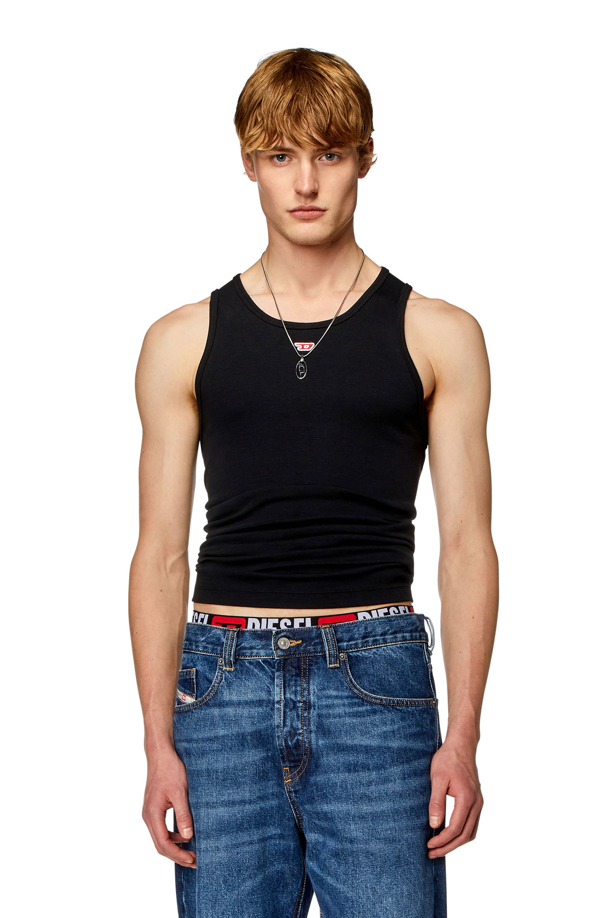 Diesel - T-LIFTY-D, Man's Tank top with mini D logo patch in Black - 1