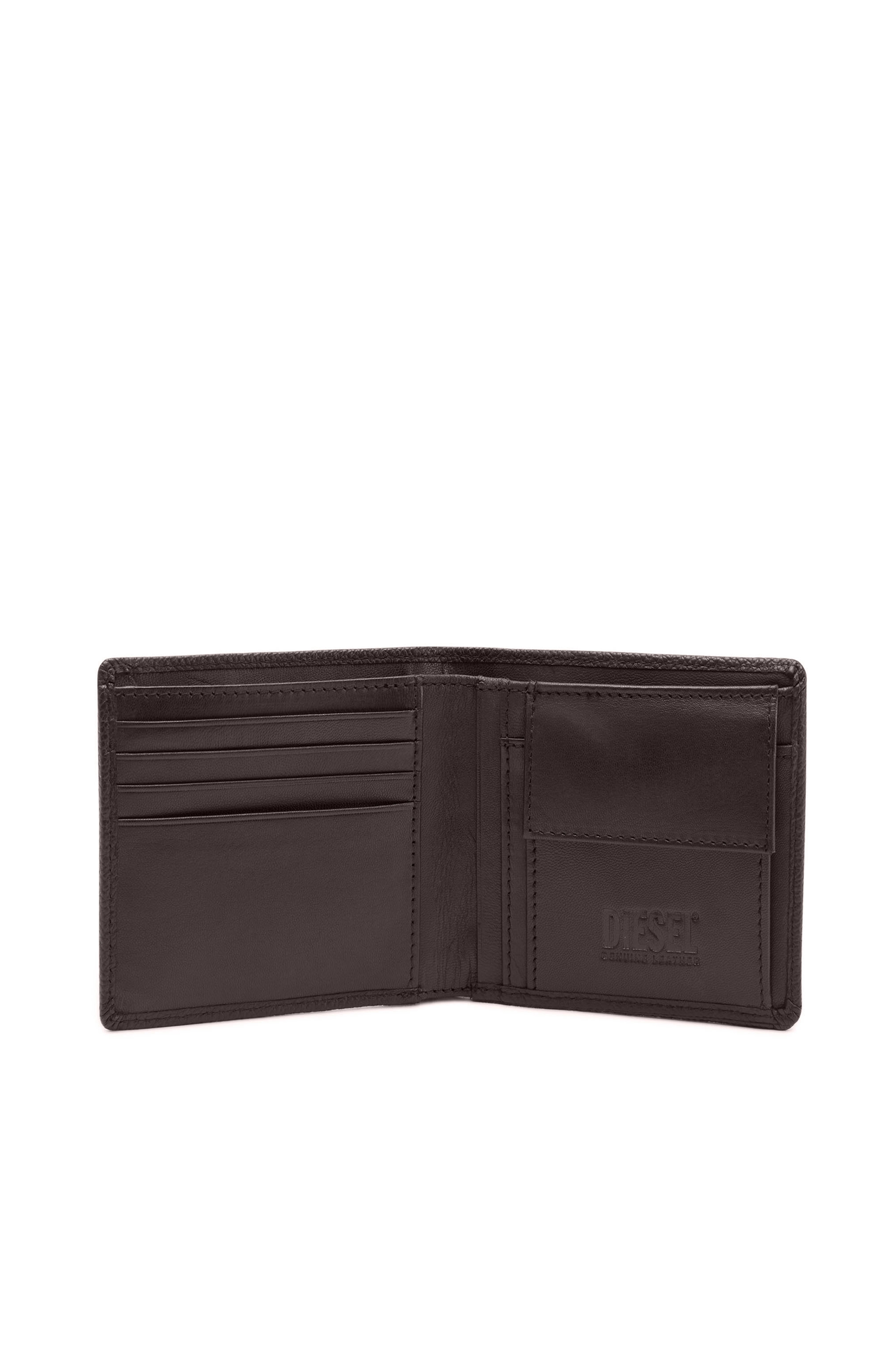 Diesel - BI FOLD COIN S, Man's Bi-fold wallet in grainy leather in Dark Brown - 3