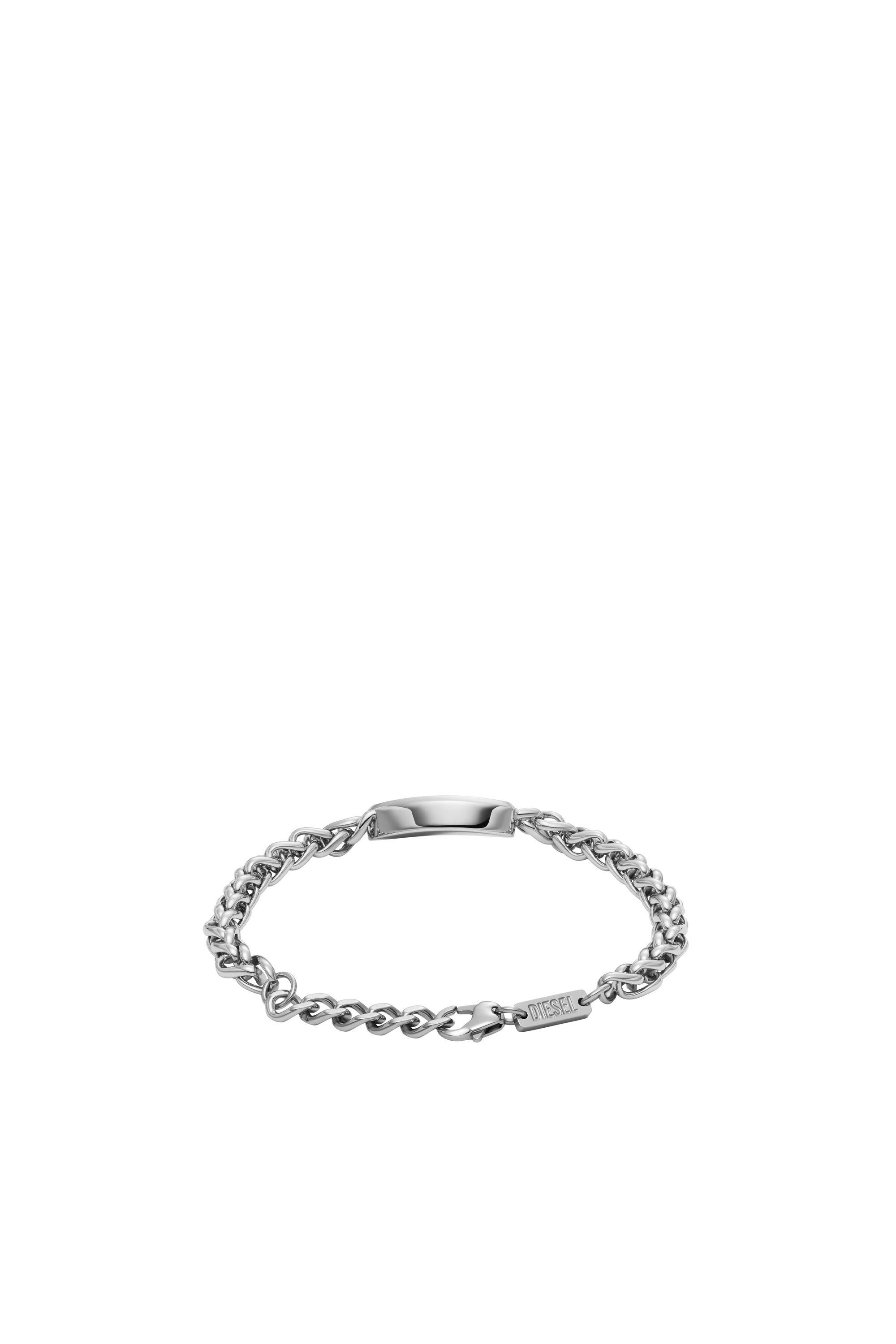 Diesel - DX1445, Unisex's Red enamel and stainless steel chain bracelet in Silver - 2