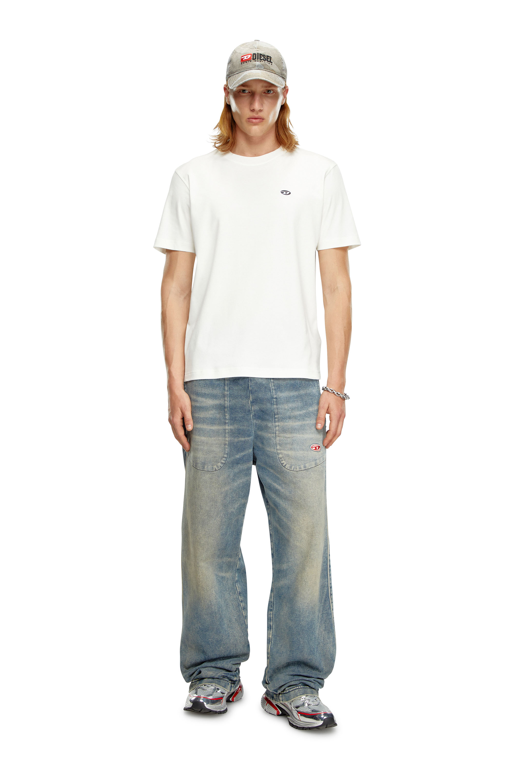 Diesel - T-ADJUST-DOVAL-PJ, Man's T-shirt with Oval D patch in White - 3