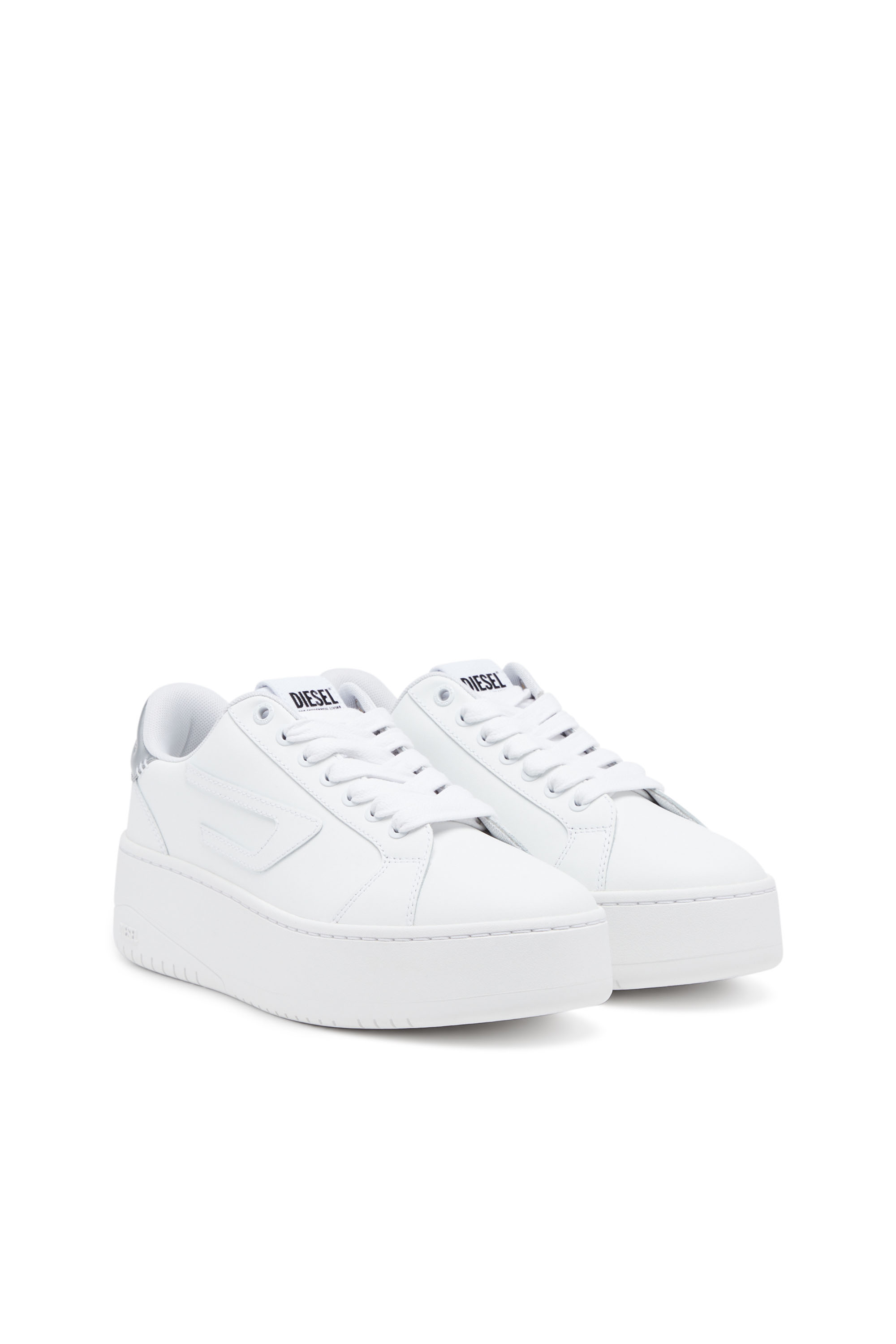 Diesel - S-ATHENE BOLD W, Woman's S-Athene Bold-Low-top sneakers with flatform sole in White/Silver - 2