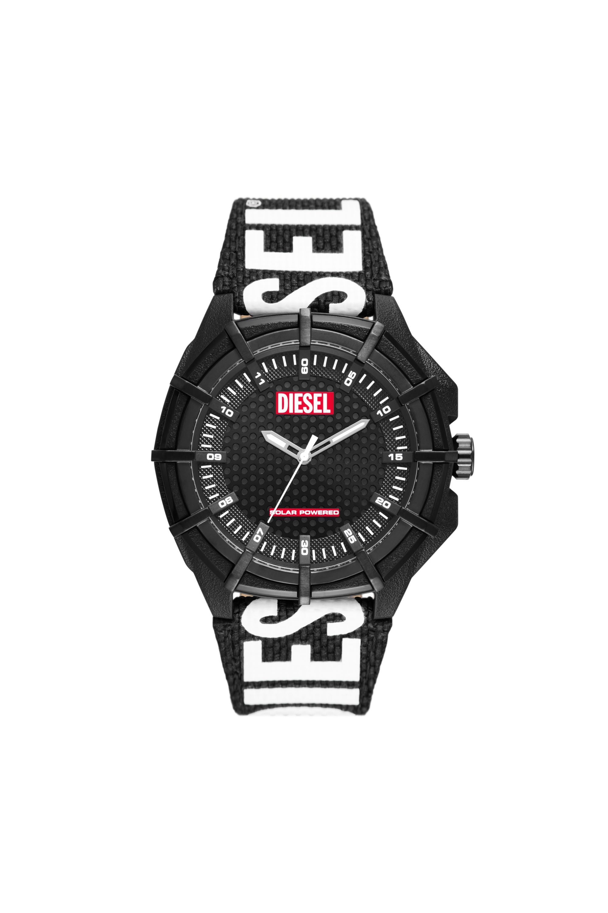 Diesel - DZ4654, Man's Framed solar-powered black rpet watch in Black/White - 1