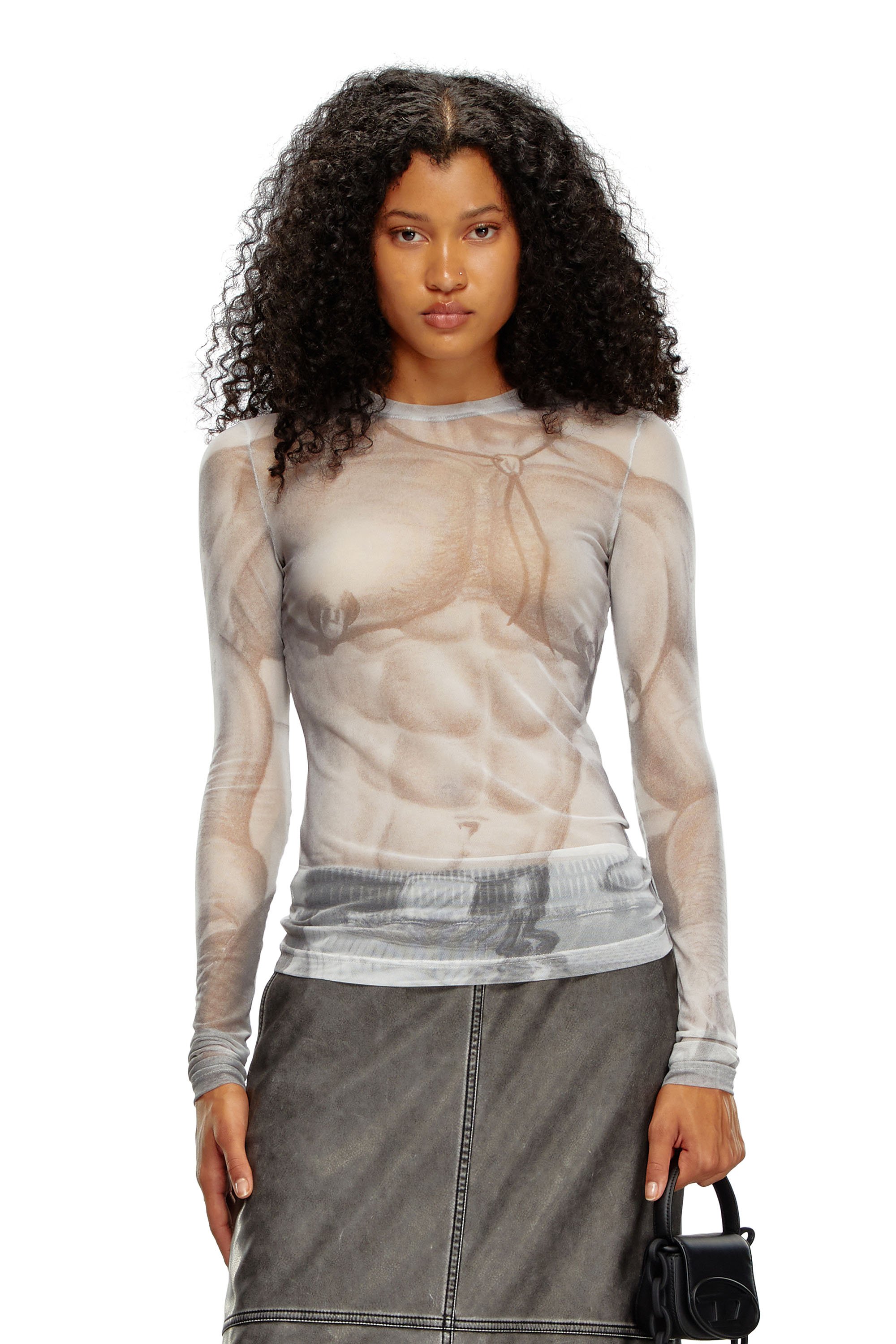 Diesel - PR-T-SIELAR-HUN, Unisex's Mesh top with all-over print in White - 1