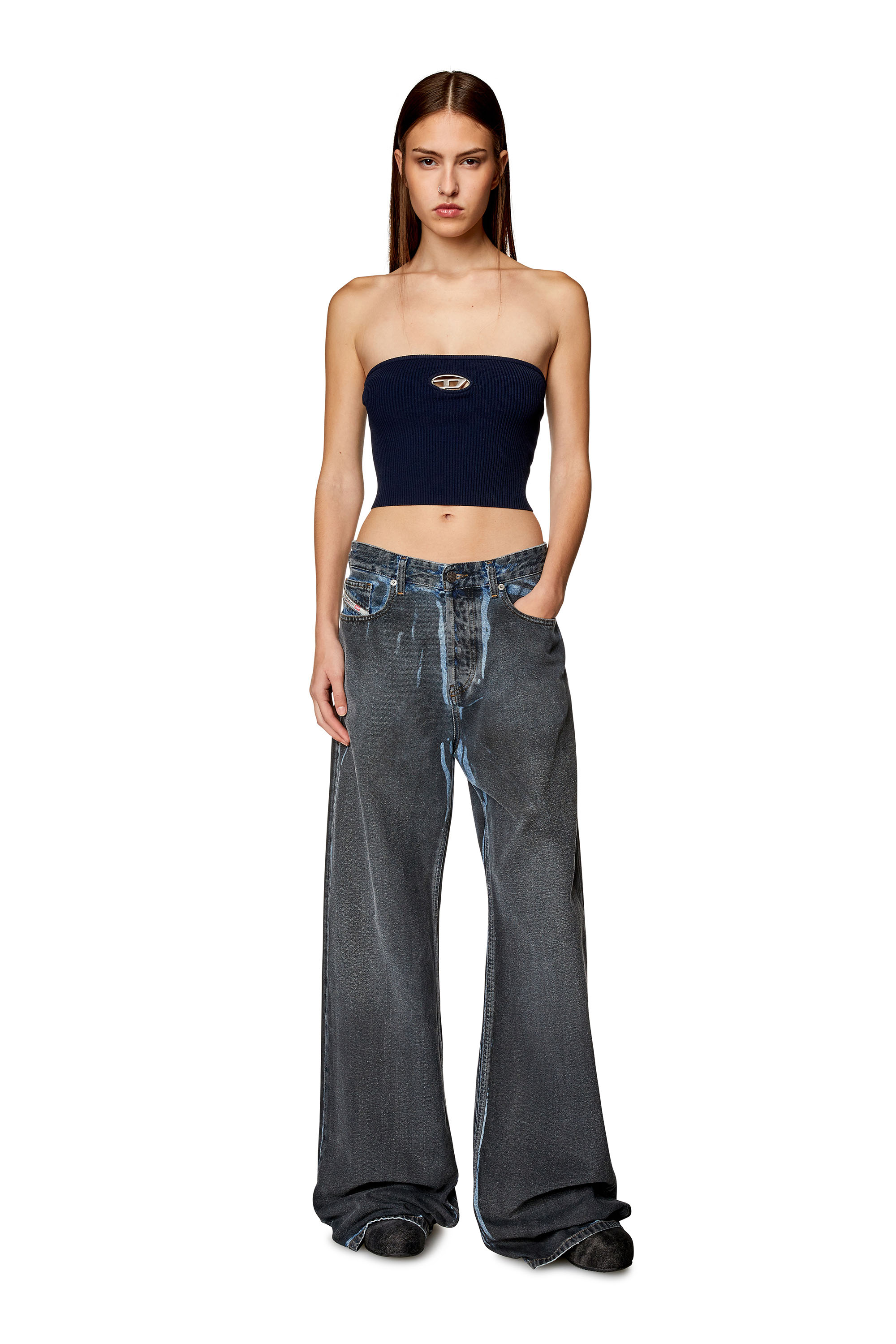 Diesel - M-CLARKSVILLEX, Woman's Tube top with logo plaque in Dark Blue - 2