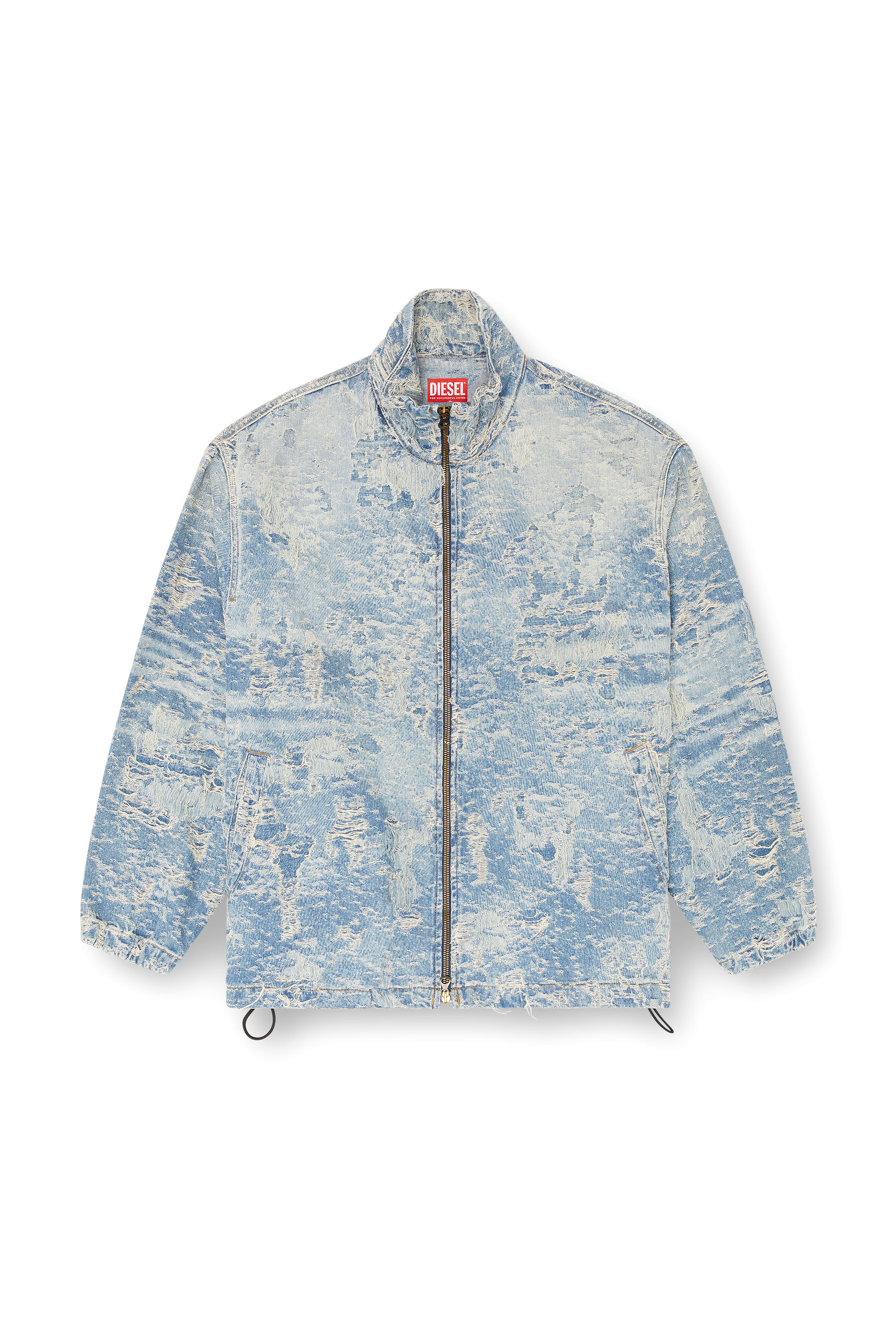 Diesel - D-KRAP-FSF, Chaqueta con cremallera de denim en jacquard con efecto de suciedad Unisex in Azul marino - 7