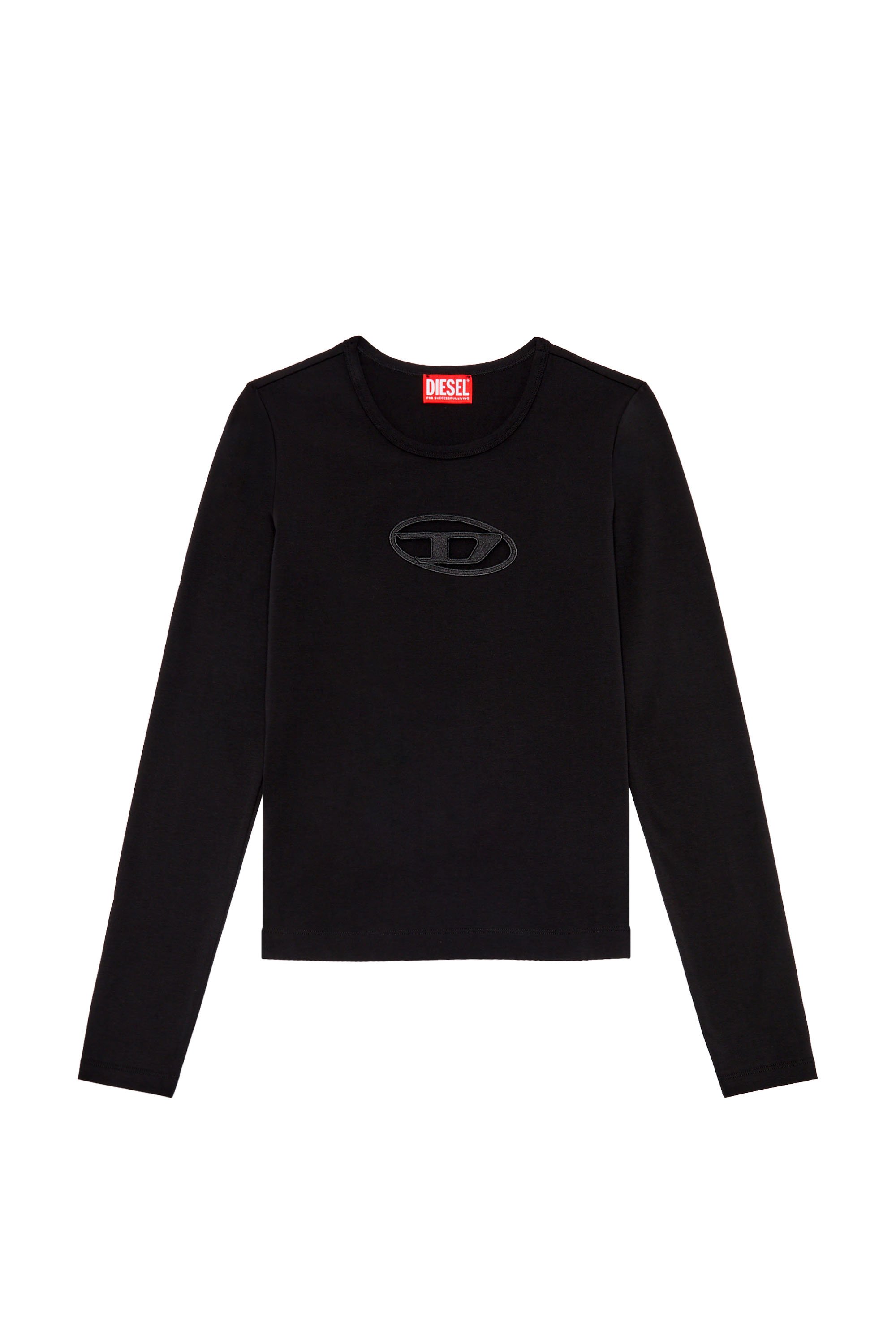 Diesel - T-ANGIE-LS, Woman's Long-sleeve T-shirt with cut-out logo in Black - 4