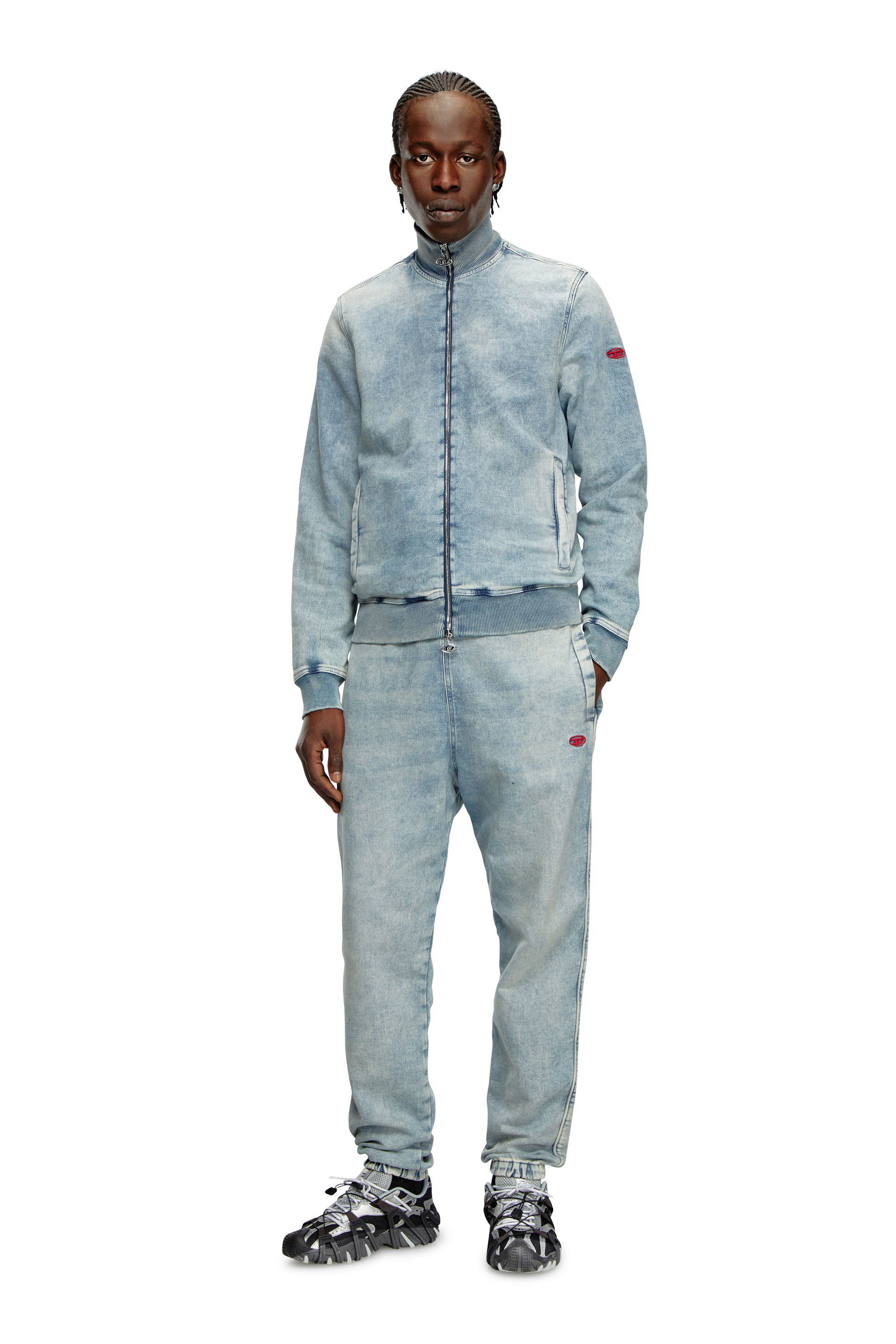 Diesel - D-BUZEE TRACK, Unisex's Zip-up sweater in Track Denim in Light Blue - 4