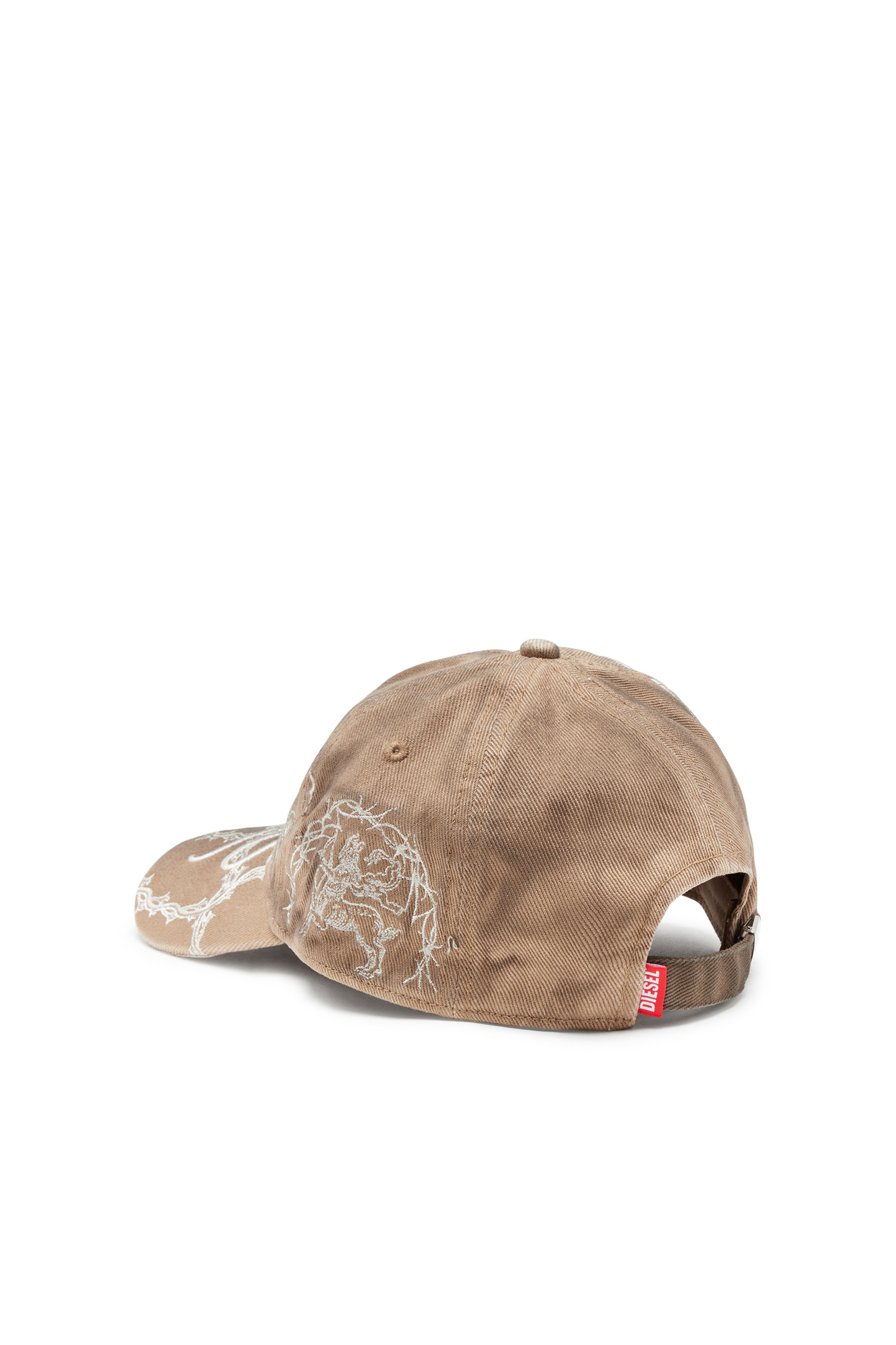 Diesel - C-THYNE, Man's Distressed embroidered baseball cap in Light Brown - 3