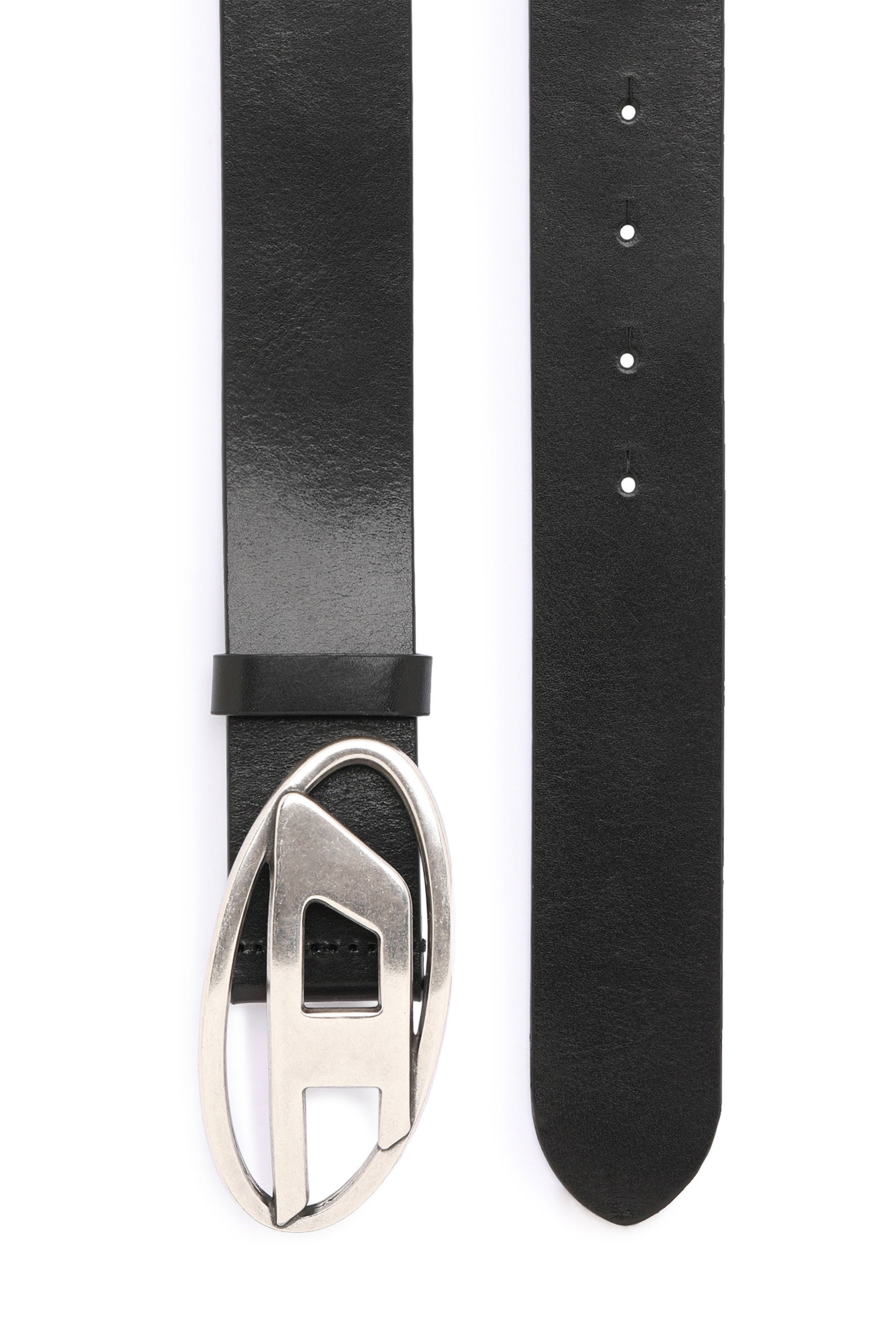 Diesel - B-1DR, Man's Leather belt with D buckle in Black - 3